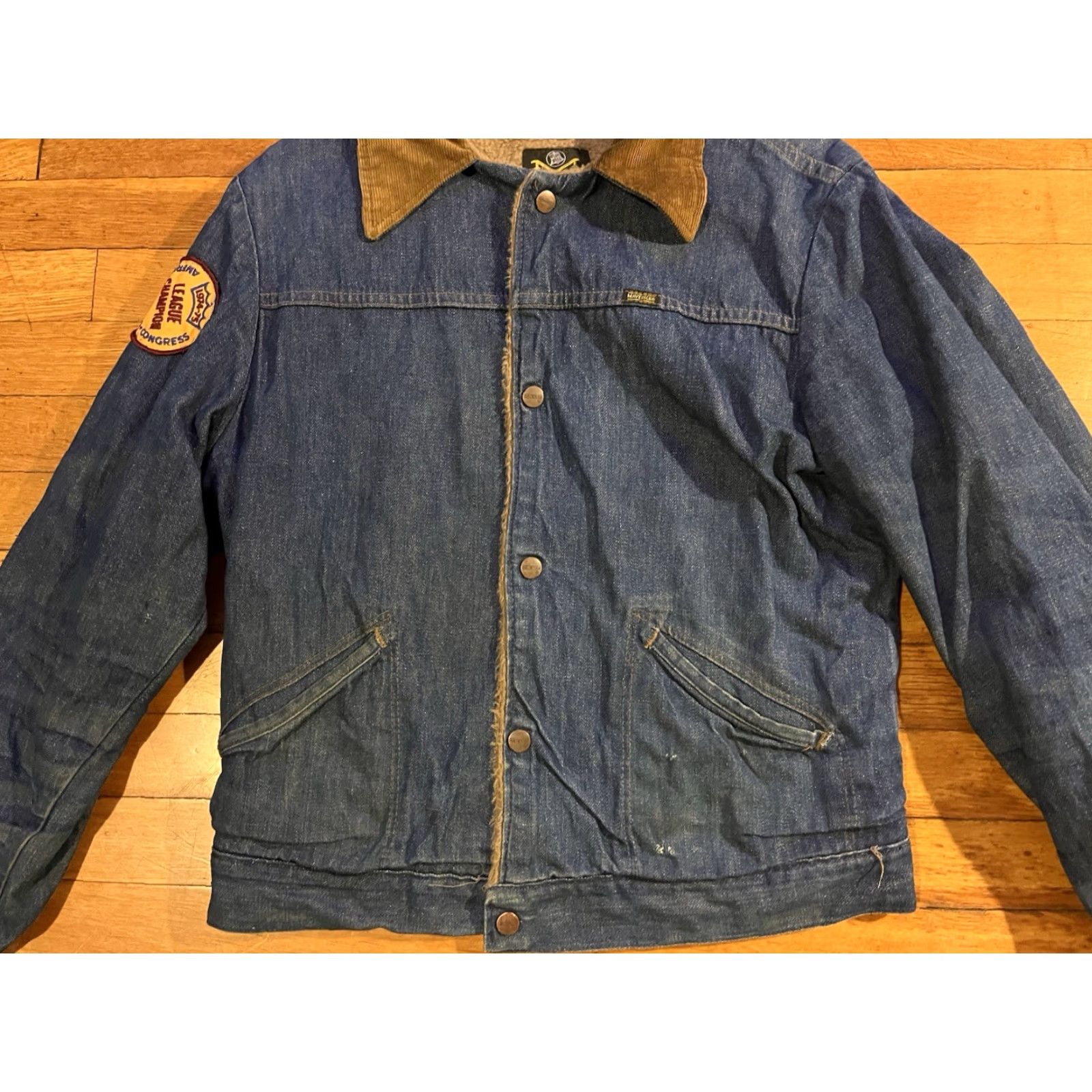 Vintage VINTAGE Blue Bell Maverick Denim Jacket Mens 36 Blue Sherpa Lined Bowling 70s Jacket Size US XXS / EU 40 - 3 Thumbnail