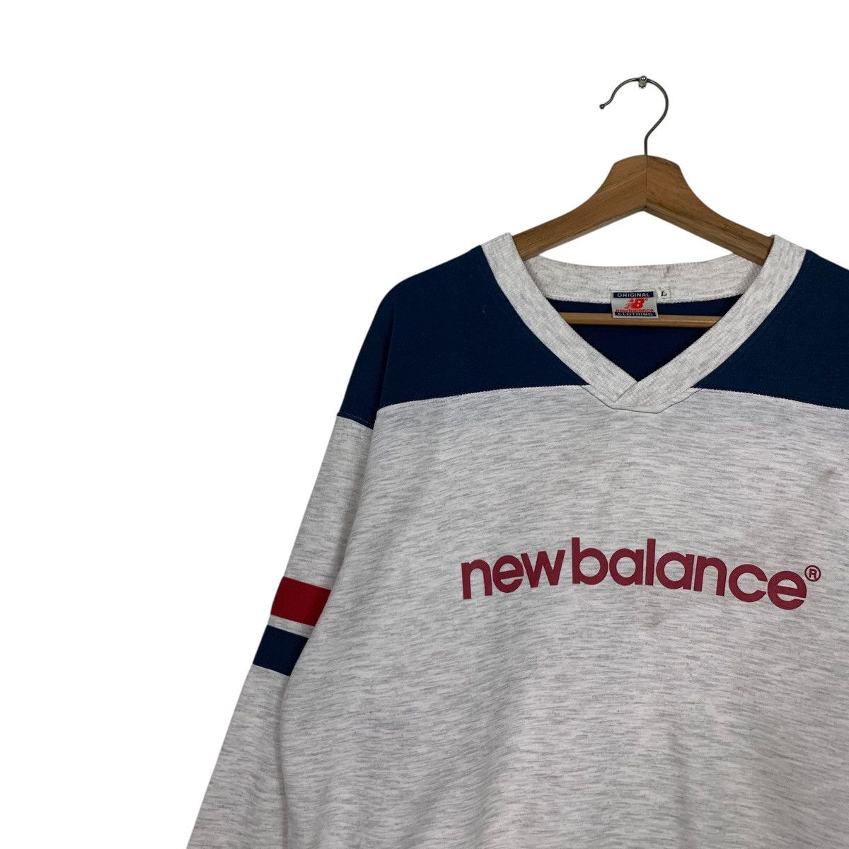 New Balance Vintage 90's NEW BALANCE V Neck Long Sleeve Shirt #2493-C112 Size US L / EU 52-54 / 3 - 4 Thumbnail