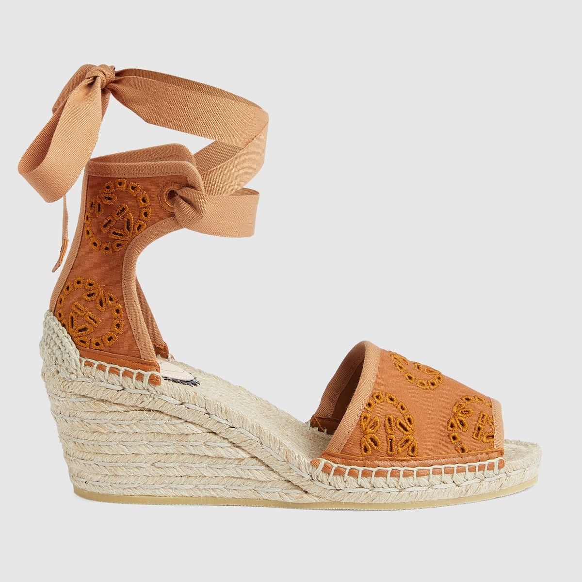 Gucci Interlocking G Canvas Espadrille Platforms SIZE 36.5