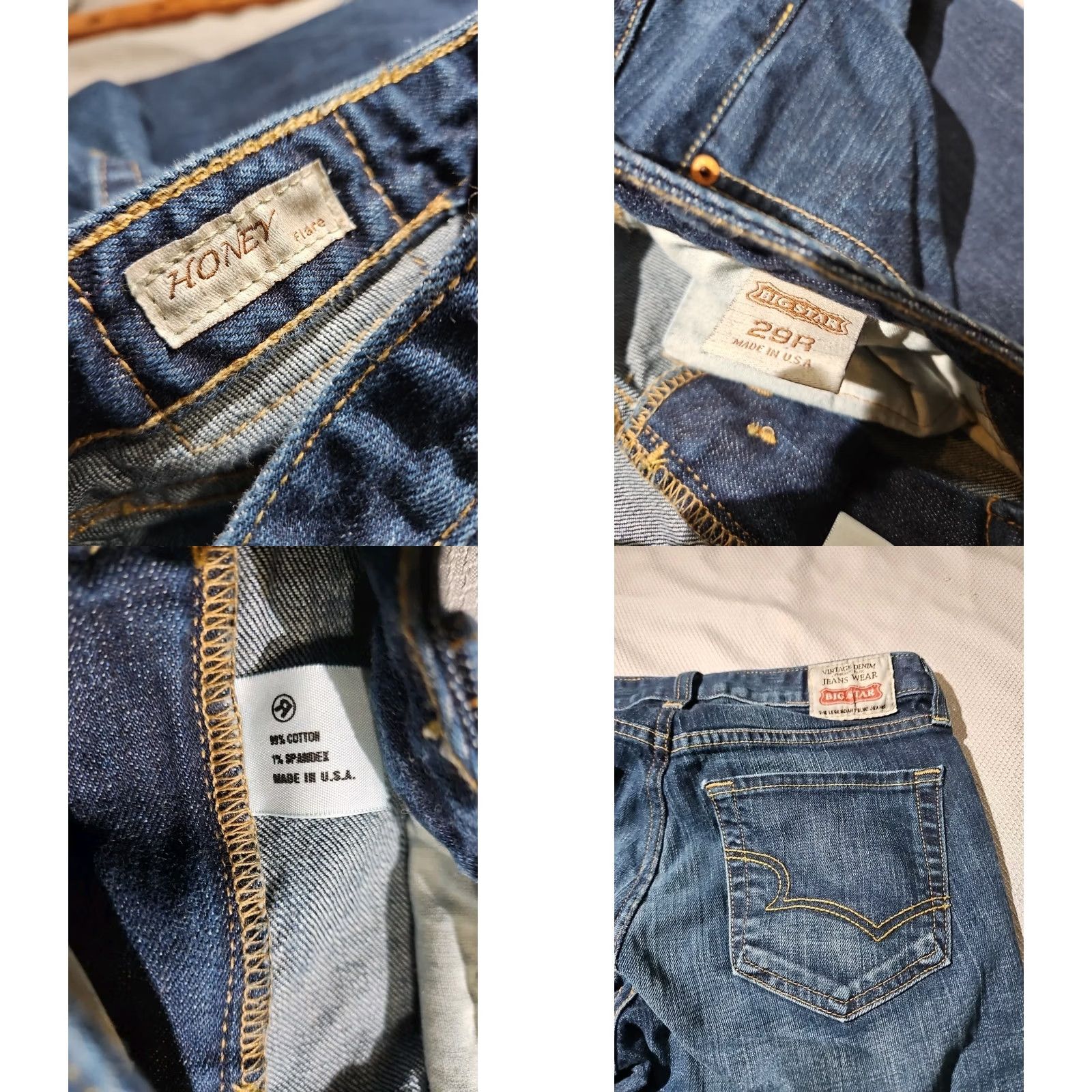 Denime BIG STAR Jeans Womens Size 29 Regular Blue Honey Flare Denim Rodeo Western Pant - Pre-Owned, Excellent Condition, Measurements Provided Size 29" - 9 Thumbnail