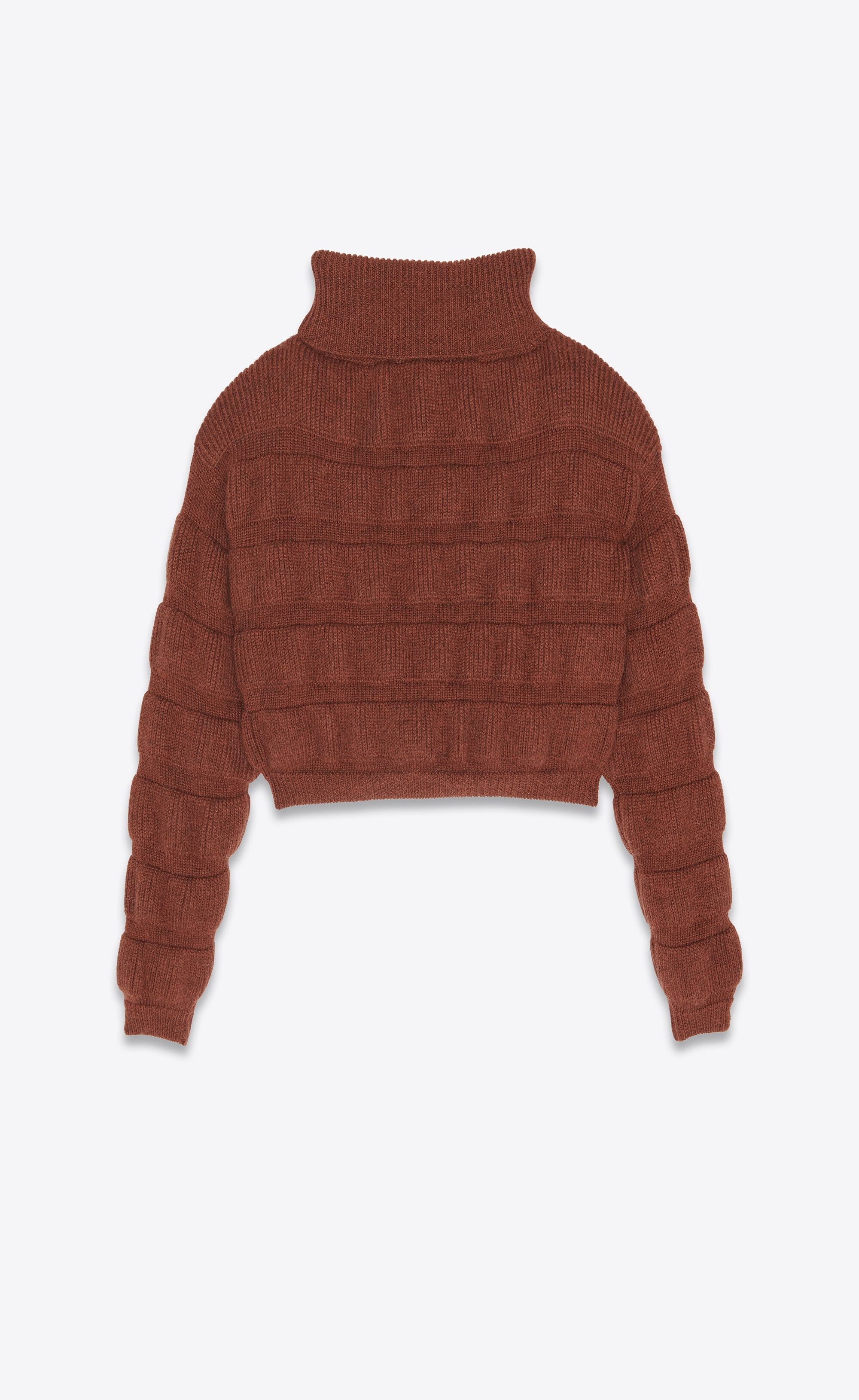 Saint Laurent Paris o1s1wg111024 Cropped Turtleneck Sweater in Brown Size S / US 4 / IT 40 - 2 Thumbnail