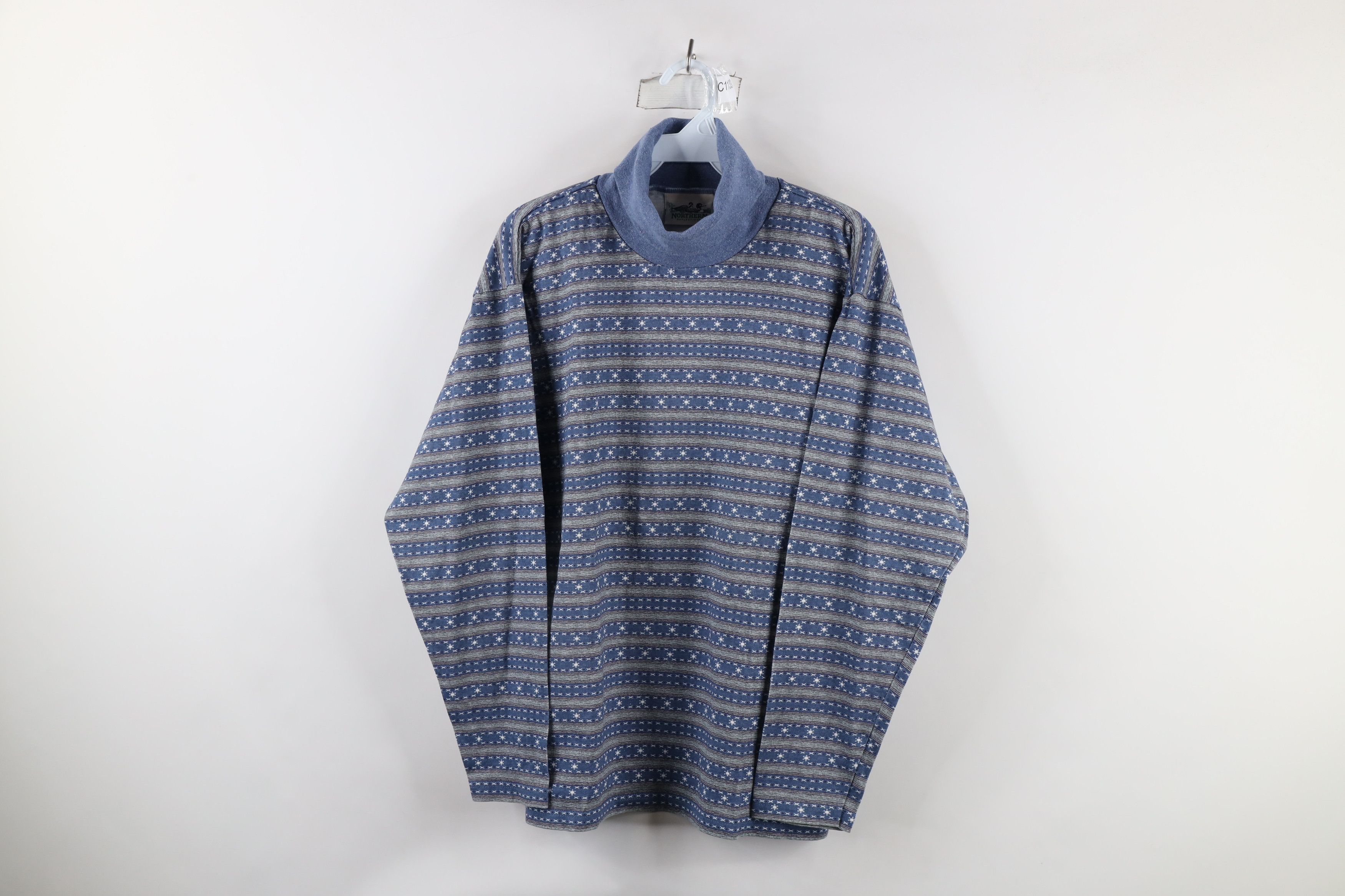 Vintage Vintage 90s Streetwear Snowflake Fair Turtleneck T-Shirt Size L / US 10 / IT 46 - 1 Thumbnail