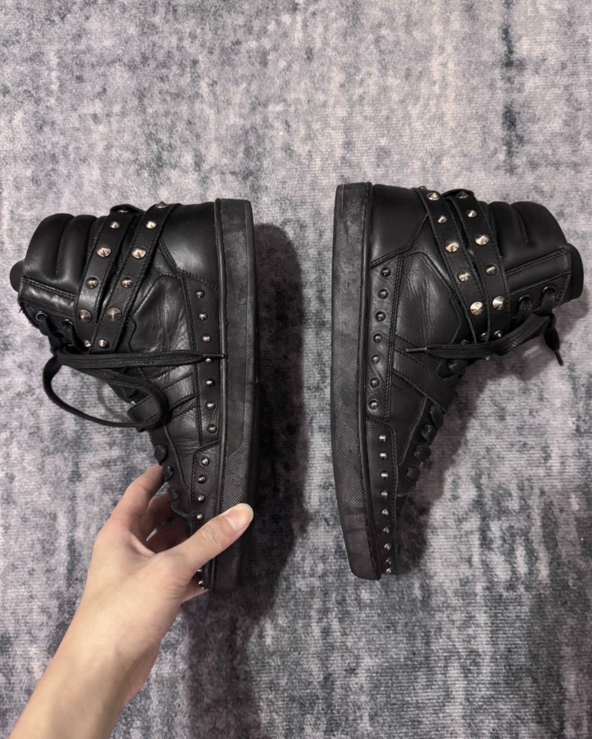 Saint Laurent Paris Saint Laurent "Black Knight" Studded Strap Brogue Sneakers Size US 7 / EU 40 - 2 Thumbnail