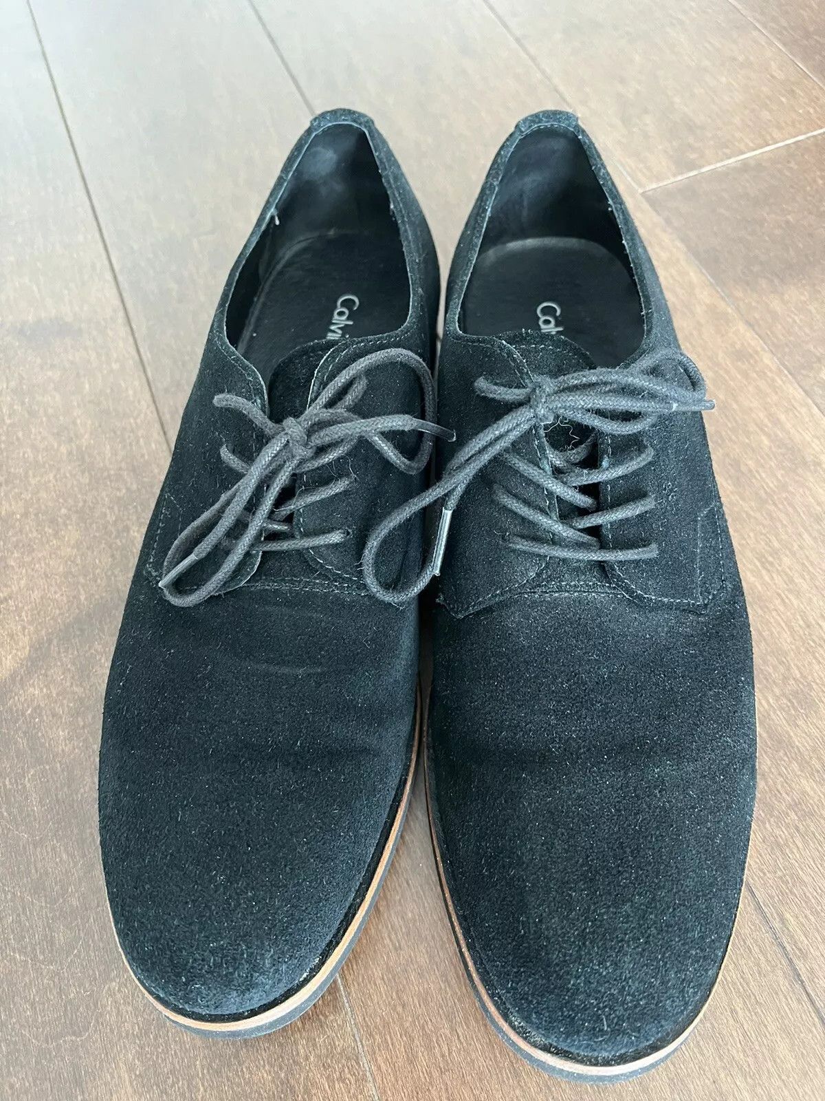 Calvin Klein Faustino Black Oily Suede Oxfords Size US 9.5 / EU 42-43 - 2 Thumbnail