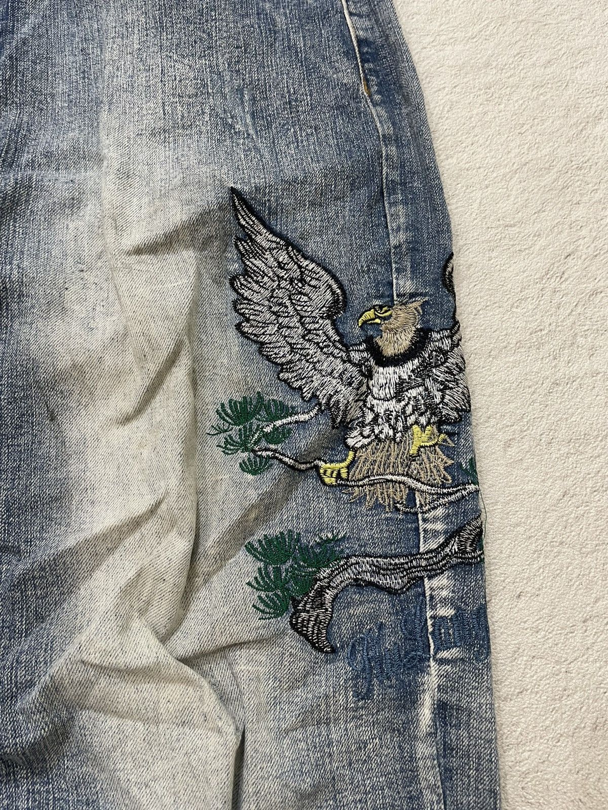 Japanese Brand 2000s Japanese Sukajan Inspired Embroidery Denim Tiger Eagle Size US 34 / EU 50 - 4 Thumbnail