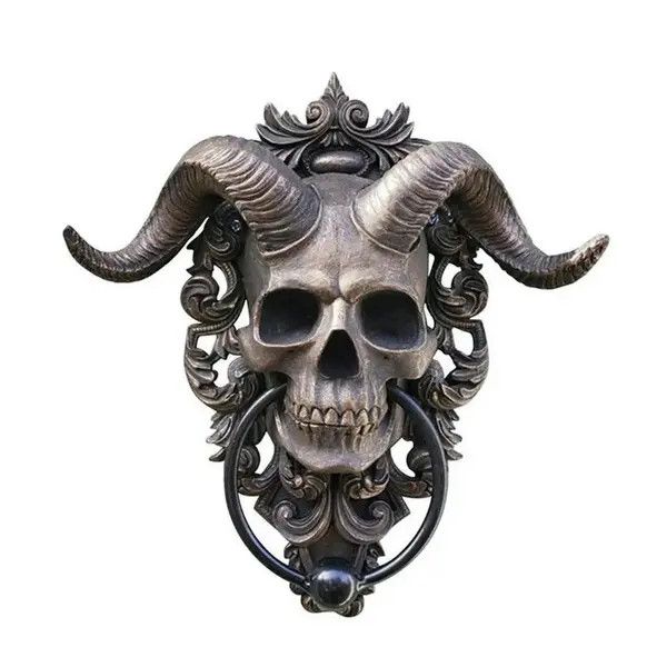 Japanese Brand Horned Skull Statue Hanging Doorknocker Size ONE SIZE - 2 Thumbnail