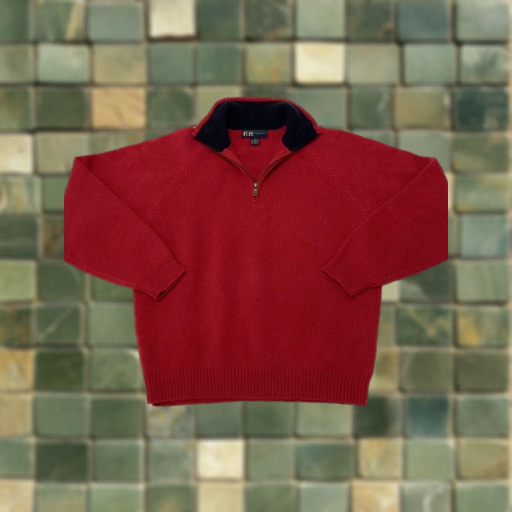 Vintage R&R Casuals Sweater Quarter Zip Virgin Wool Red M Men Pullover Casual Medium Size US M / EU 48-50 / 2 - 1 Thumbnail