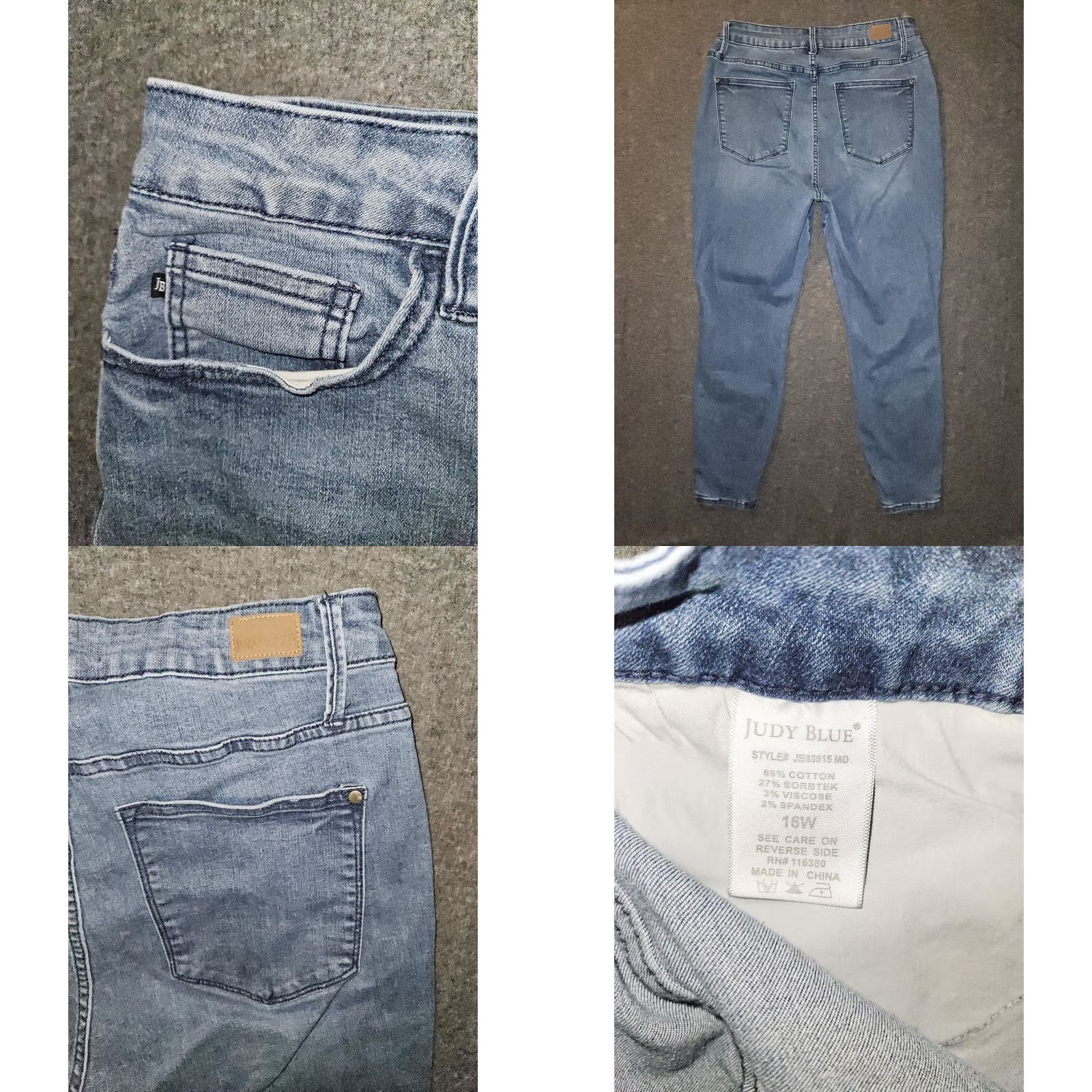 Vintage Judy Blue Jeans Women's 16W High Rise Ankle Stretch Denim Blue Solid 28" Inseam Regular Size 33" Waist Size 38" / US 16 / IT 52 - 8 Thumbnail