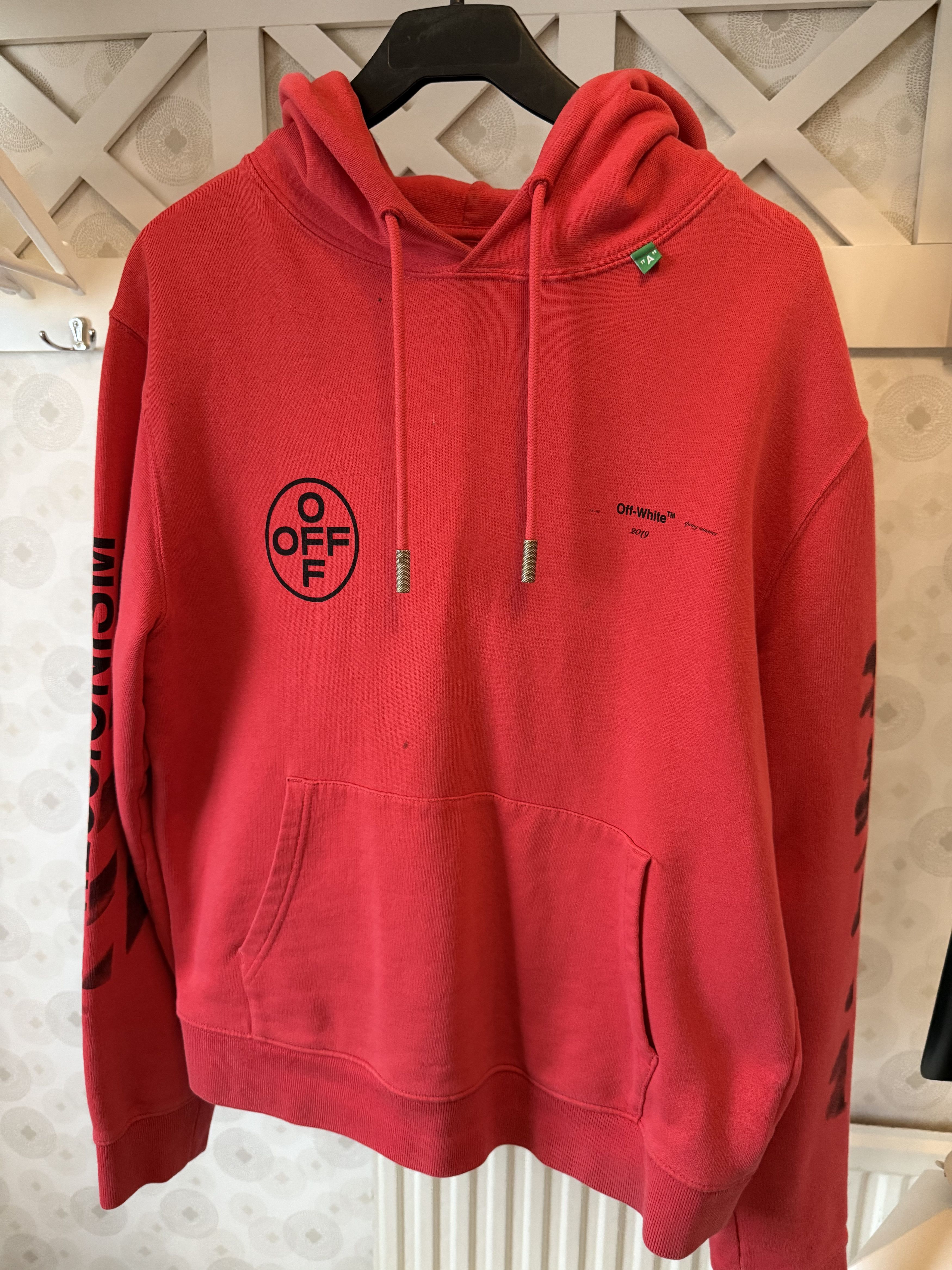 Off-White Off White Diag Stencil Hoodie Red (2019) Size US S / EU 44-46 / 1 - 1 Thumbnail
