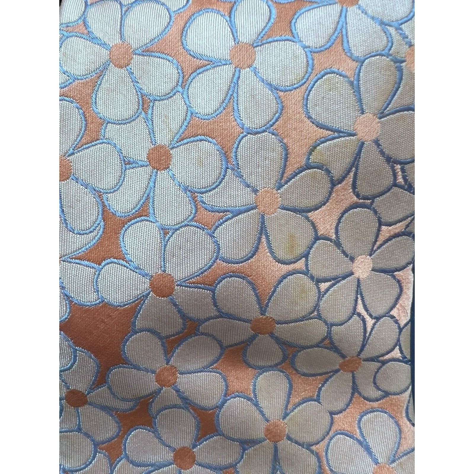Croft & Barrow Croft & Barrow Tangerine With Cream Colored Flowers Silk Tie Size ONE SIZE - 5 Thumbnail