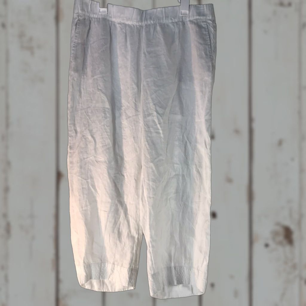 Vintage Pure Jill Pants XL Tall Linen White Cropped Pull On Womens Size 40" / US 18 - 1 Thumbnail