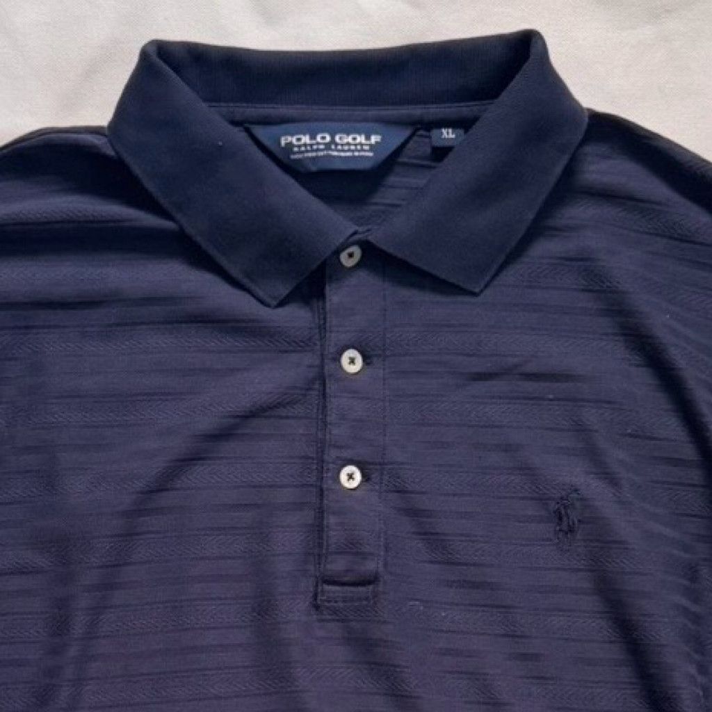 Polo Ralph Lauren Ralph Lauren Polo Golf Vintage Navy Textured Stripes XL Size US XL / EU 56 / 4 - 2 Thumbnail