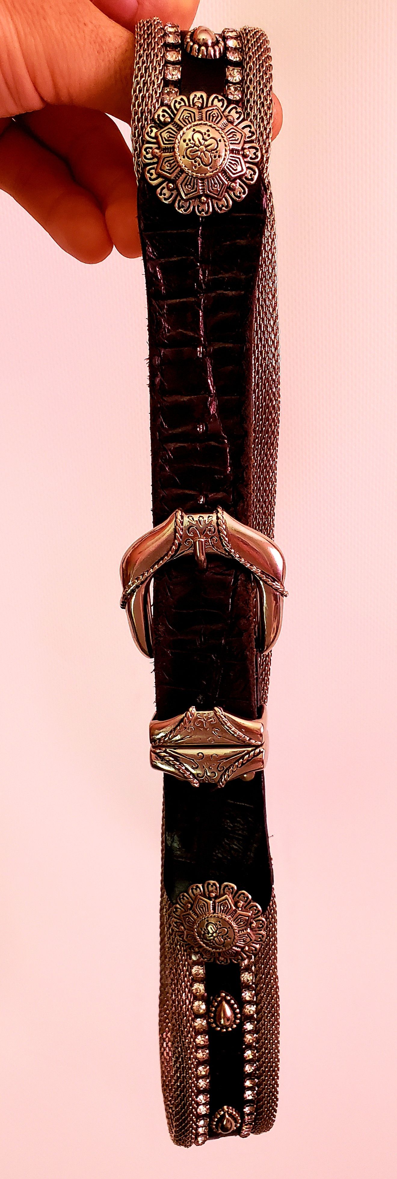Other Rare Nanni Leather Metal Belt Embellished 75/30 length 83 cm Size ONE SIZE - 4 Thumbnail