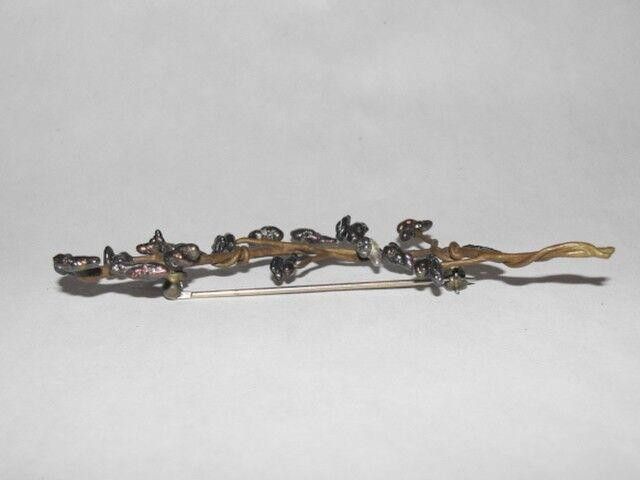 Designer Abstract Brass and Grey Freshwater Pearl Tree Branch Pin Size ONE SIZE - 2 Thumbnail