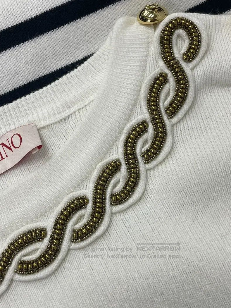 Valentino Valentino Beaded black and white gold buttoned striped kni Size S / US 4 / IT 40 - 2 Thumbnail