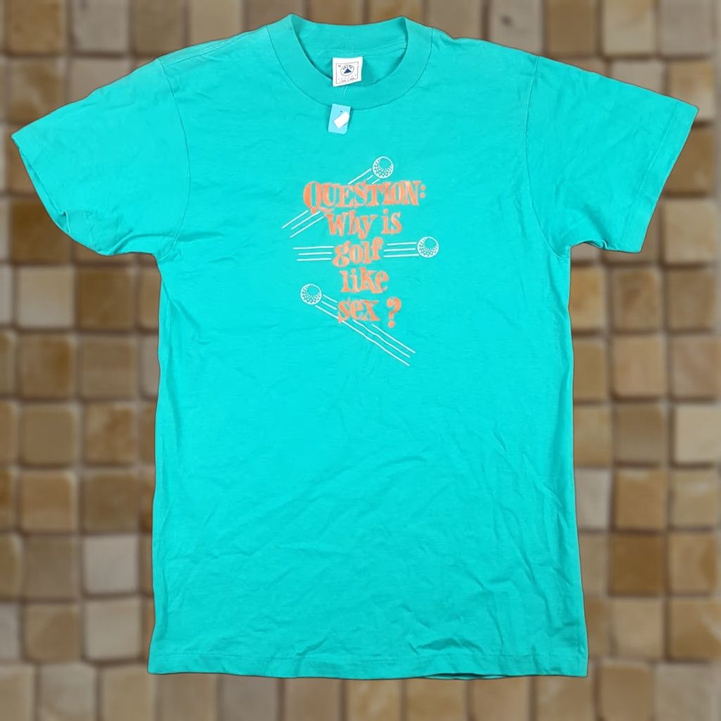 Delta VINTAGE Delta T-Shirt Mens 90s Funny Golf Sex Embroidered Logo Blue Cotton Short Sleeve Crew Neck M Prime Retro Y2K 2000s Size US M / EU 48-50 / 2 - 1 Thumbnail