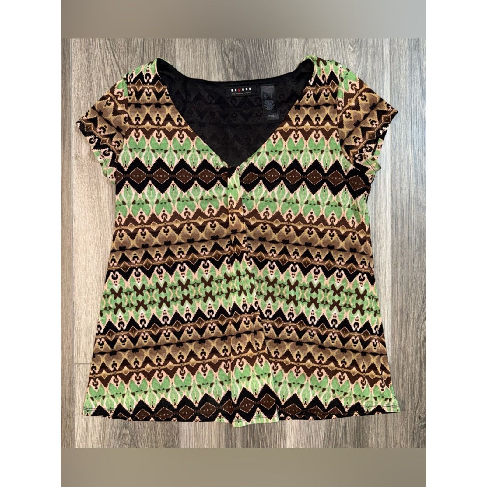 Liz Claiborne Y2K Green/Brown Top Sz Large Boho Fairy Grunge Indie Hippie Size L / US 10 / IT 46 - 1 Thumbnail