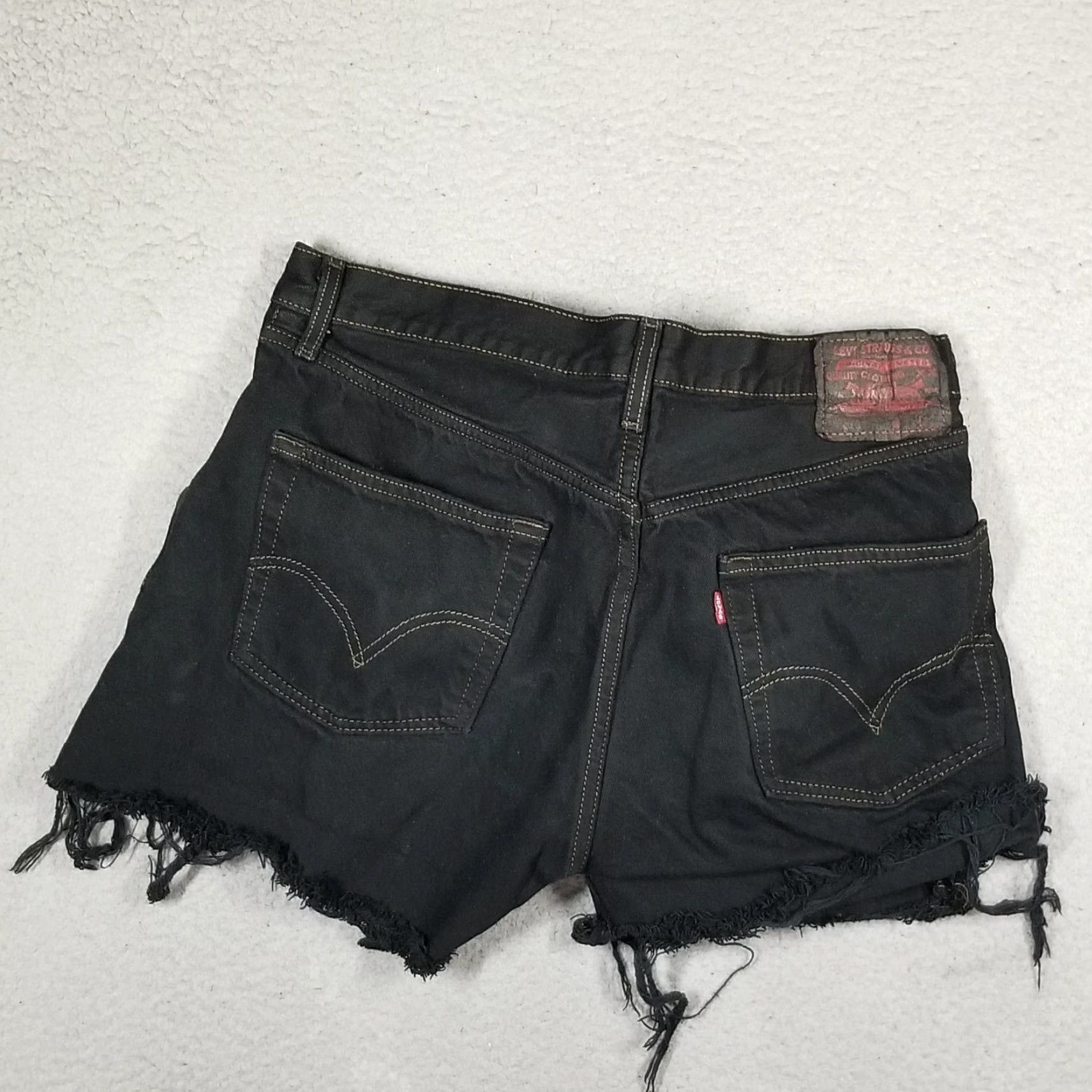 Levi's Levi's 501 Denim Shorts Womens 32 Black Button Fly Cut-Off Distressed Grunge - Vintage? No Size 24" / US 00 / IT 34 - 2 Thumbnail