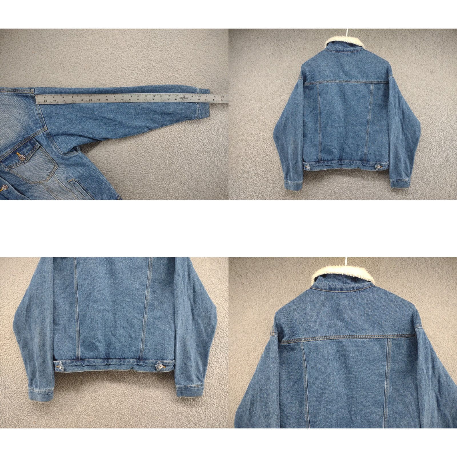 Denime Love Tree Denim Sherpa Lined Jacket Women's Size M Blue Bomber Jacket Mens? Size M / US 6-8 / IT 42-44 - 8 Thumbnail