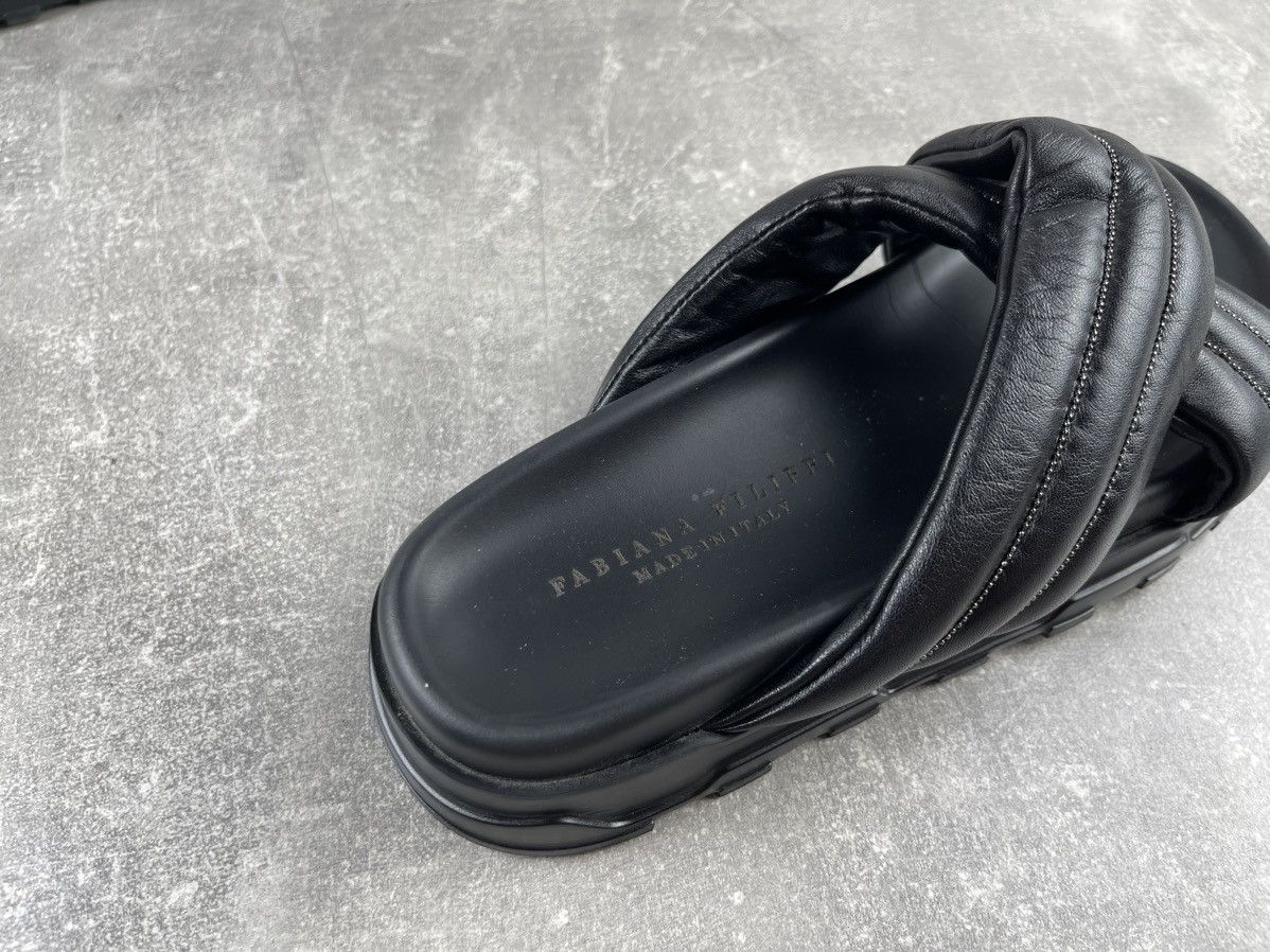 Fabiana Filippi Fabiana Filippi Black Leather Cross Strap Sandals Slides Size US 9.5 / IT 39.5 - 6 Thumbnail