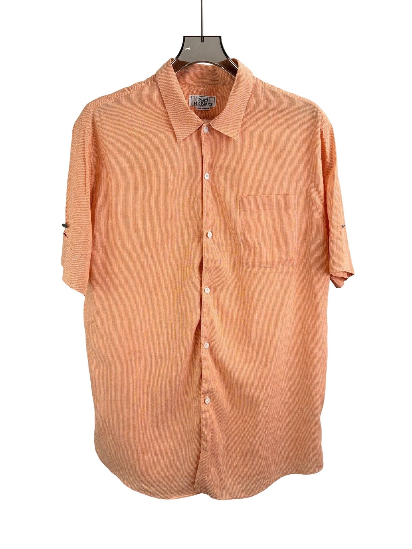 Hermes Hermes Striped Linen Short Sleeve Shirt 43 Size US L / EU 52-54 / 3 - 1 Thumbnail