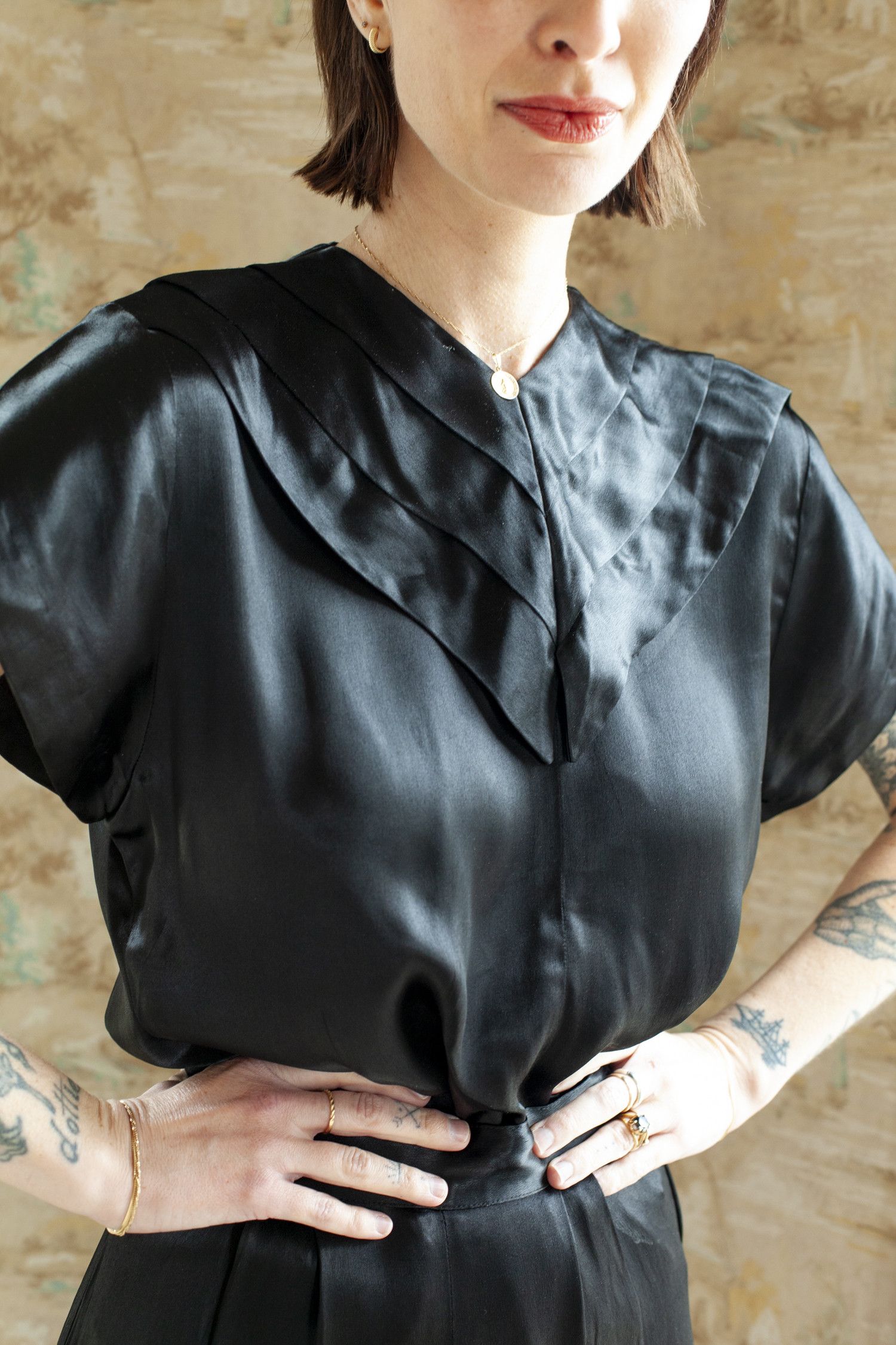 Vintage 1940s Satin Loungewear Set Size 25" / US 0 / IT 36 - 3 Thumbnail