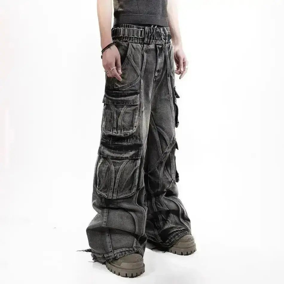 Japanese Brand Design faded y2k hip hop baggy cargo pants Size US 34 / EU 50 - 4 Thumbnail