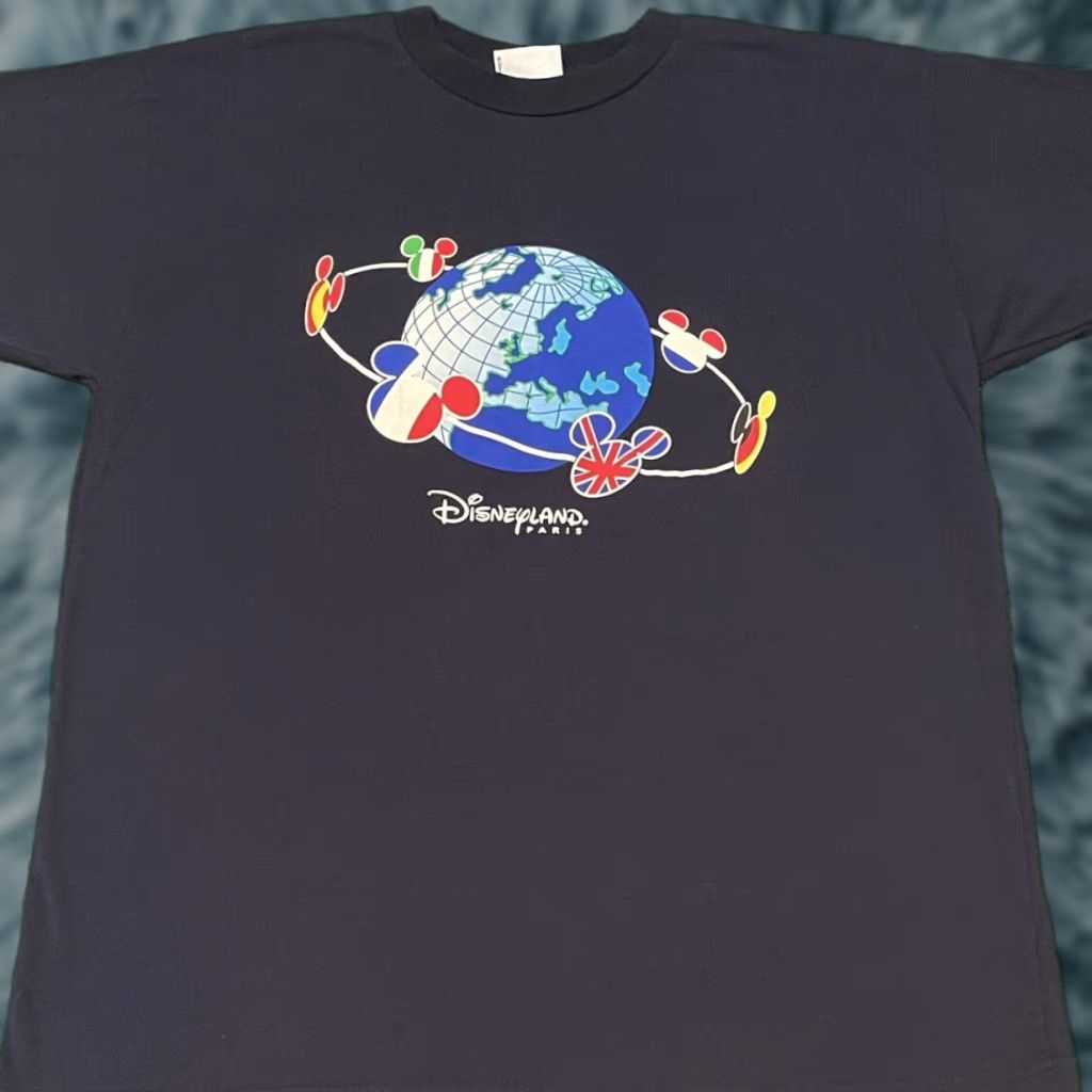 Disney VINTAGE Disney Disneyland Paris Mickey Around The World Y2K Retro Shirt XL Mens Blue Mickey 90s Paris Size US XL / EU 56 / 4 - 1 Thumbnail