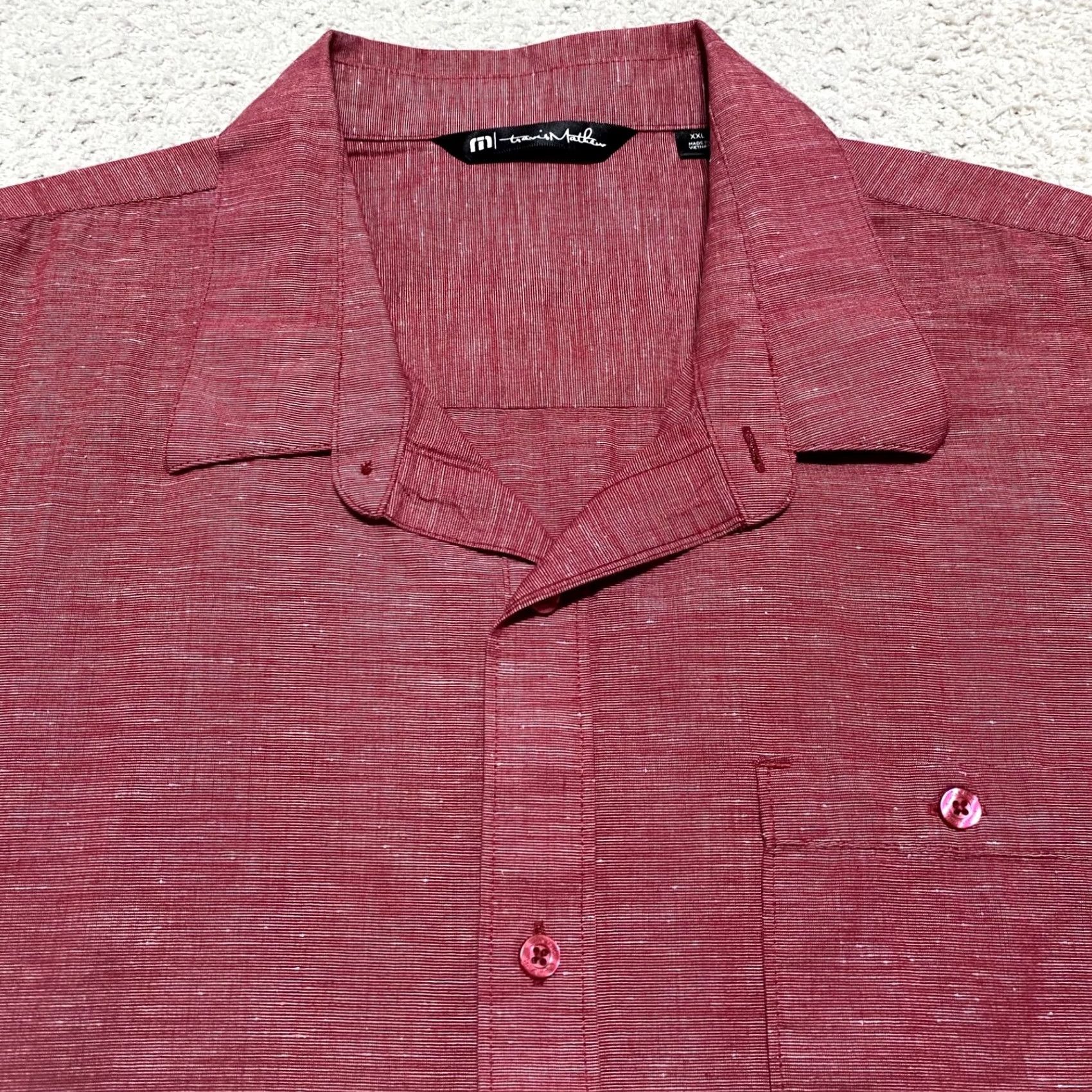 TravisMathew Travis Mathew Shirt Red 2XL Short Sleeve Button Front Pocket Cotton Vintage? No Size US XXL / EU 58 / 5 - 6 Thumbnail