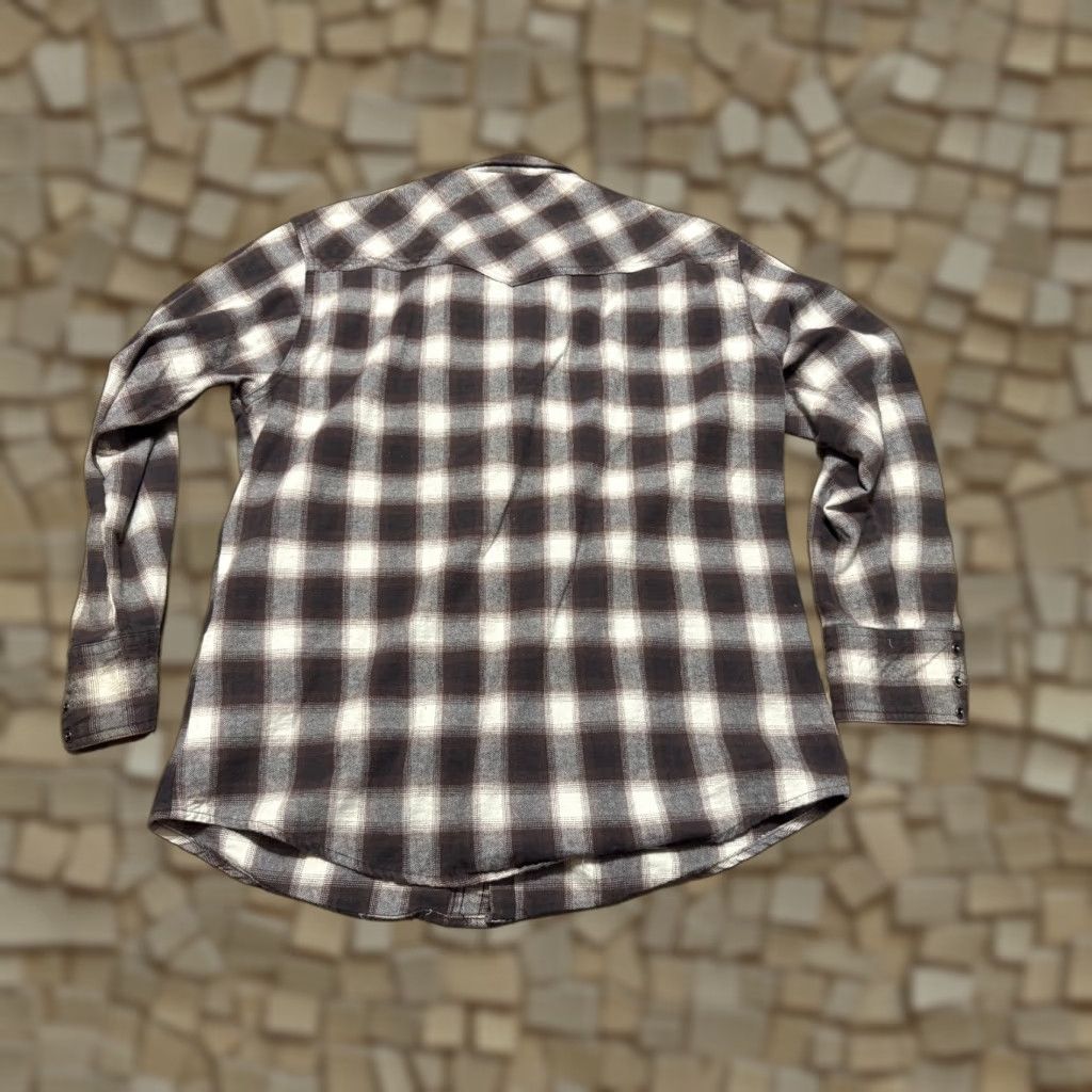 Vintage Work N Sport Shirt, Men's Size Large, Brown White Plaid Long Sleeve Button Up Size US L / EU 52-54 / 3 - 1 Thumbnail