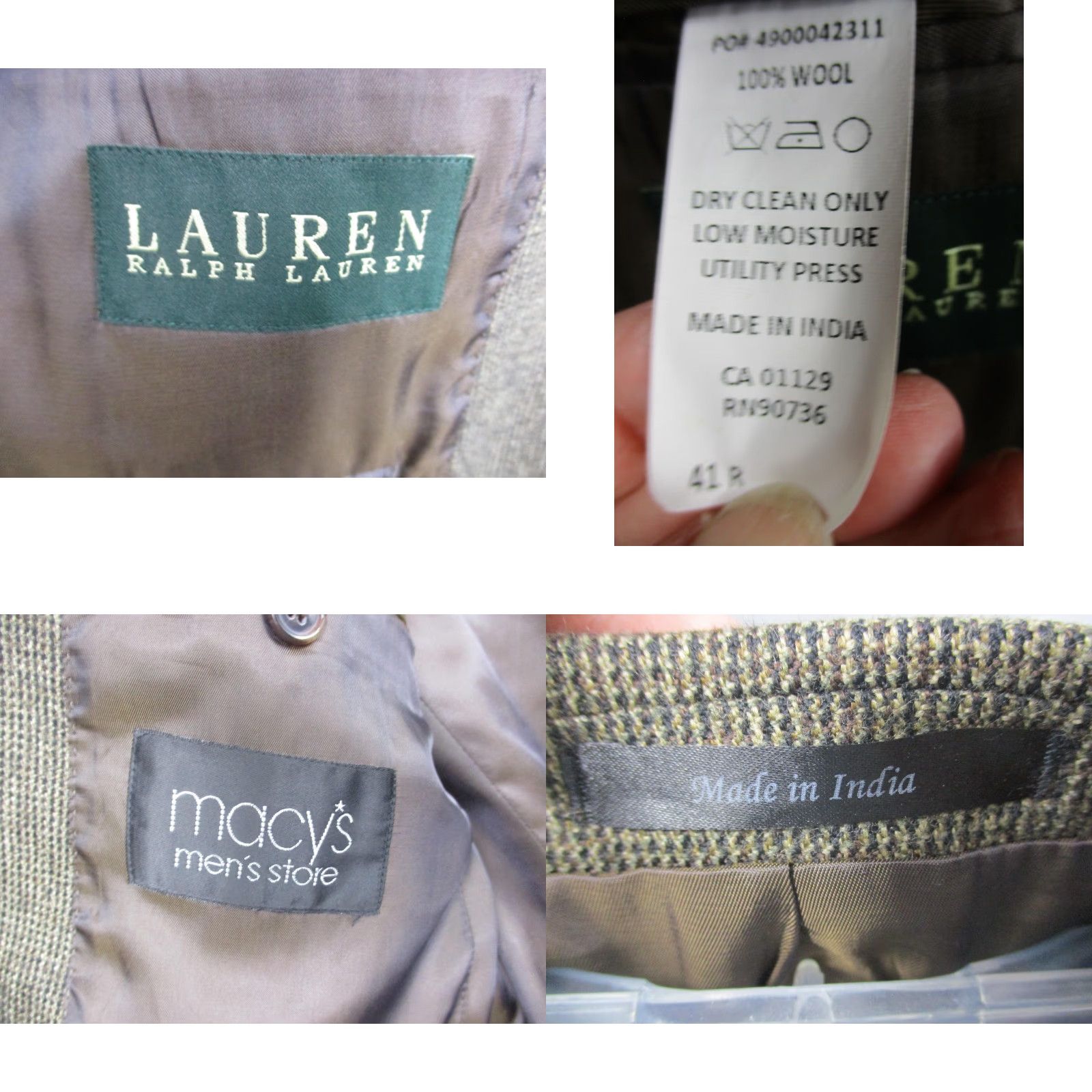 Ralph Lauren Lauren Ralph Lauren Blazer Mens 41R Brown Wool Sport Coat Classic Macy's Jacket Size 42R - 8 Thumbnail