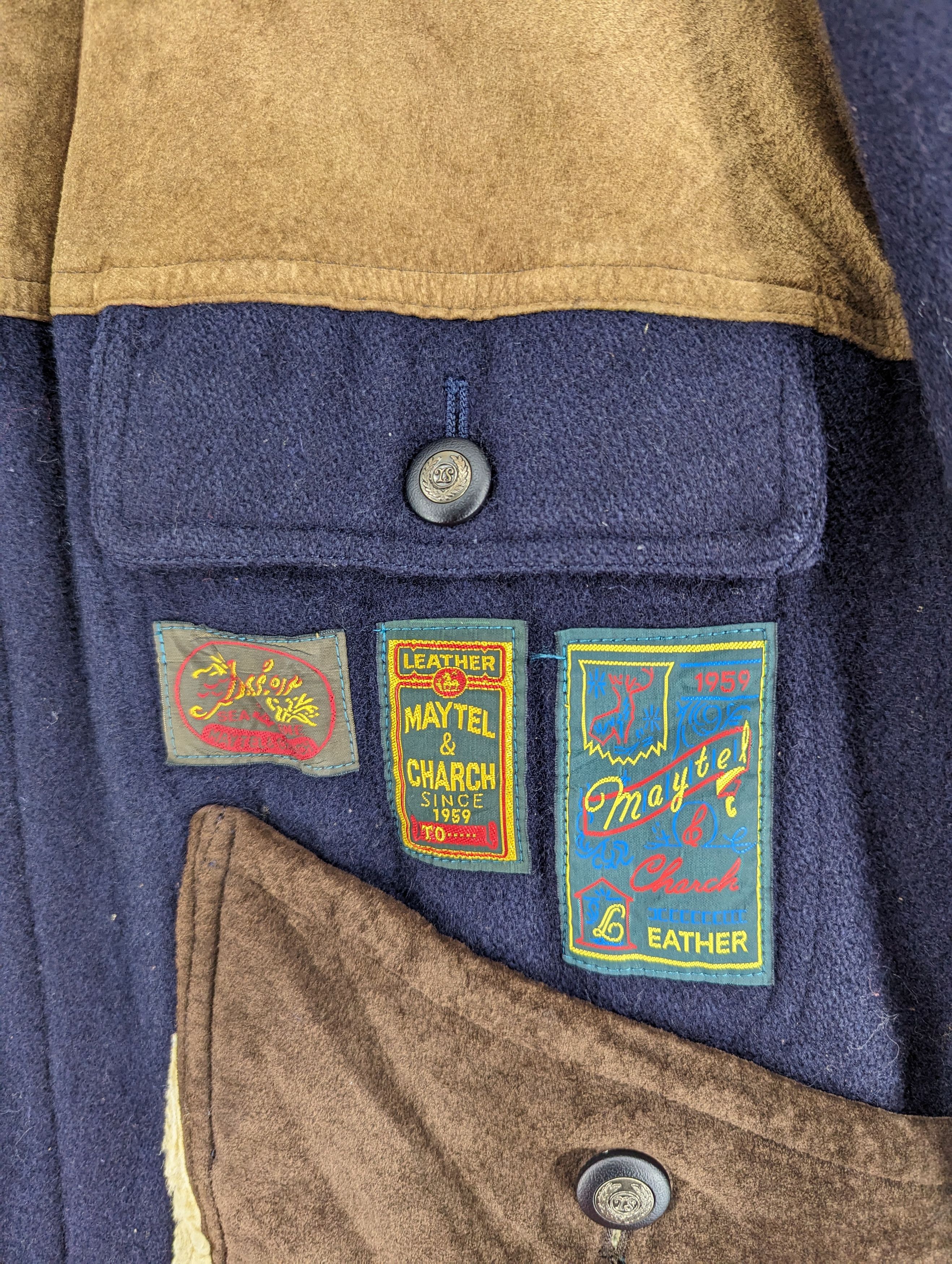 Japanese Brand Vintage Five Pockets Wool/Leather Patches Jacket Size US L / EU 52-54 / 3 - 9 Thumbnail
