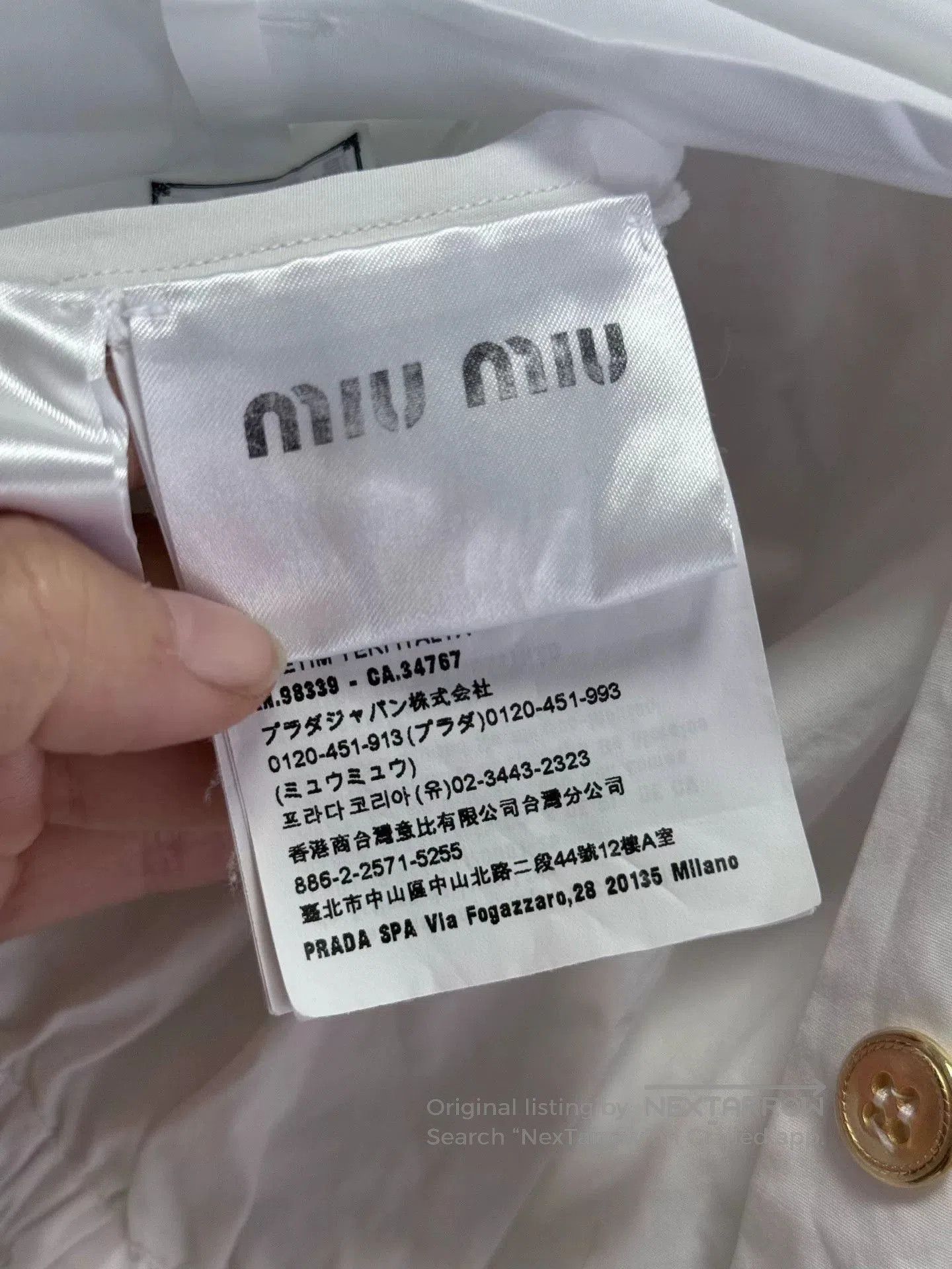 Miu Miu Miu Miu White Doll Collar Logo Belted Dress. Size XS / US 0-2 / IT 36-38 - 4 Thumbnail