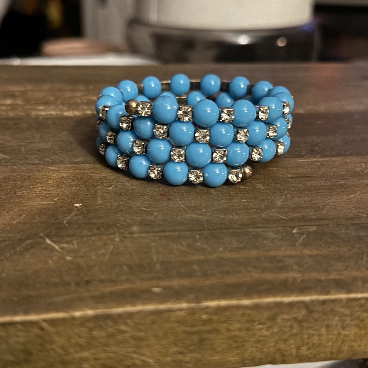 Other Blue bead and rhinestone wrap bracelet Size ONE SIZE - 4 Thumbnail