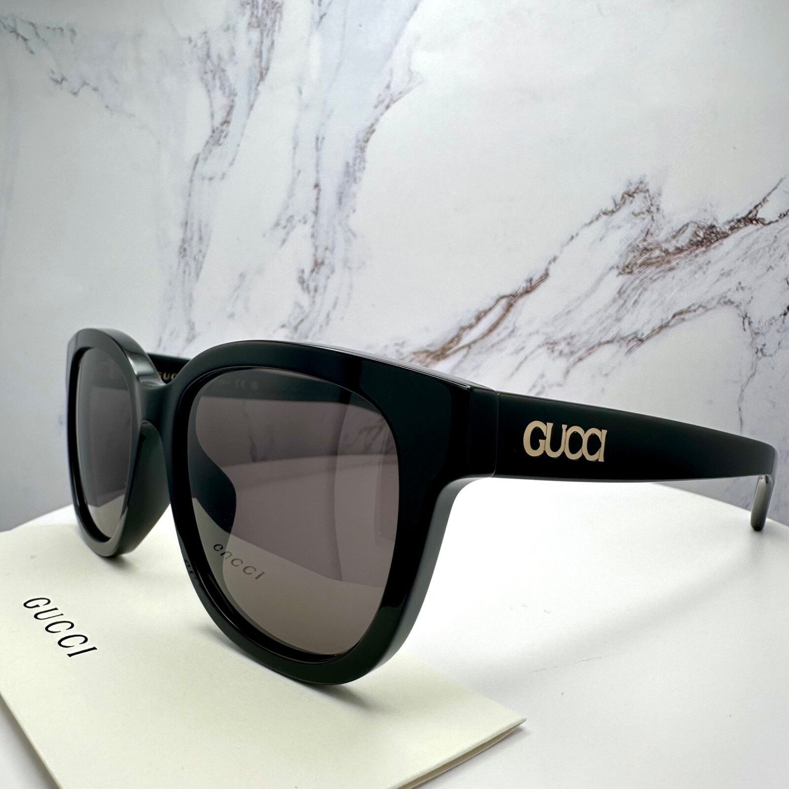 Gucci New GUCCI Sunglasses 2025 Collection Black 55mm Round Size ONE SIZE - 16 Thumbnail