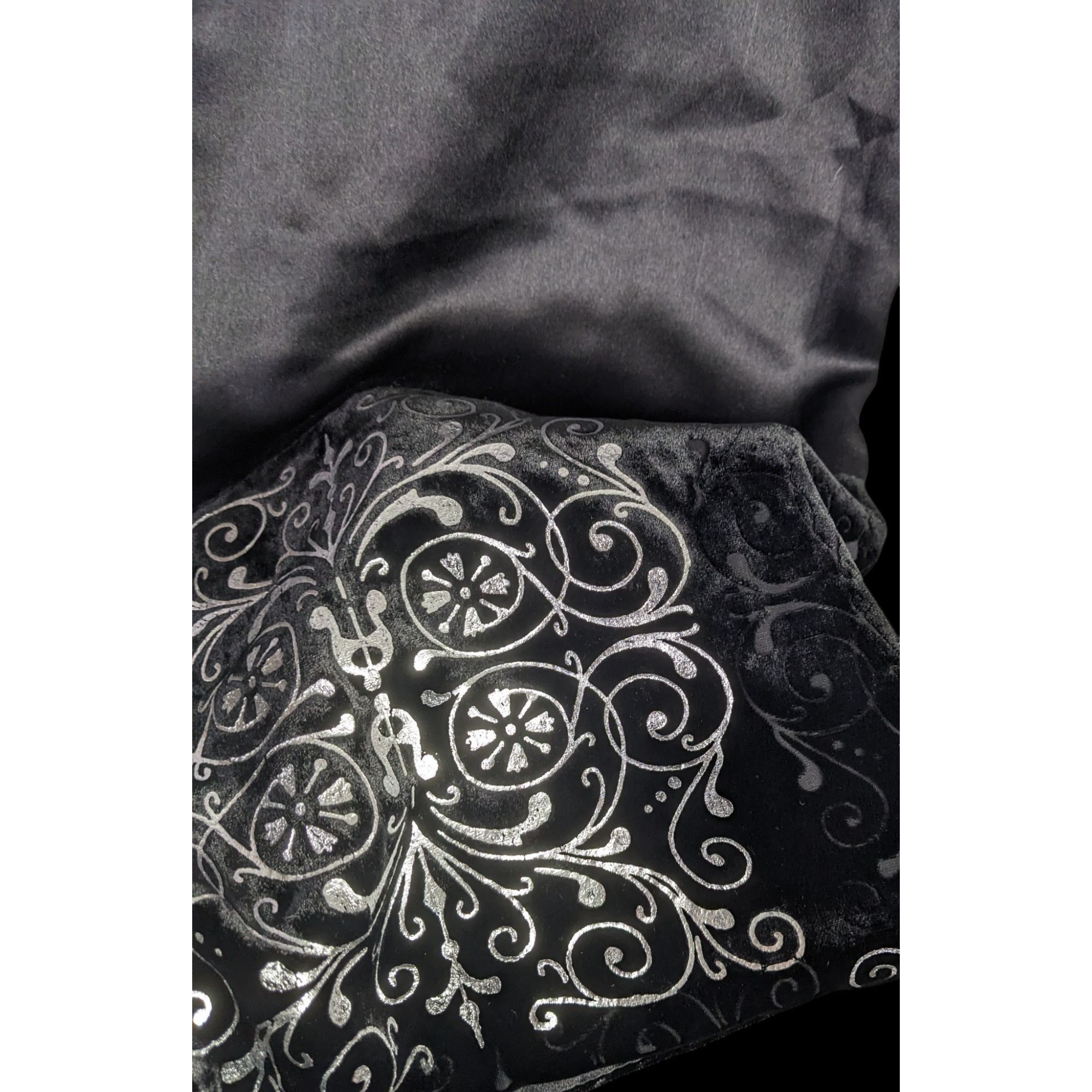 Other Black Gothic Satin & Velvet Scarf With Silver Accents 21x80 Size ONE SIZE - 4 Thumbnail