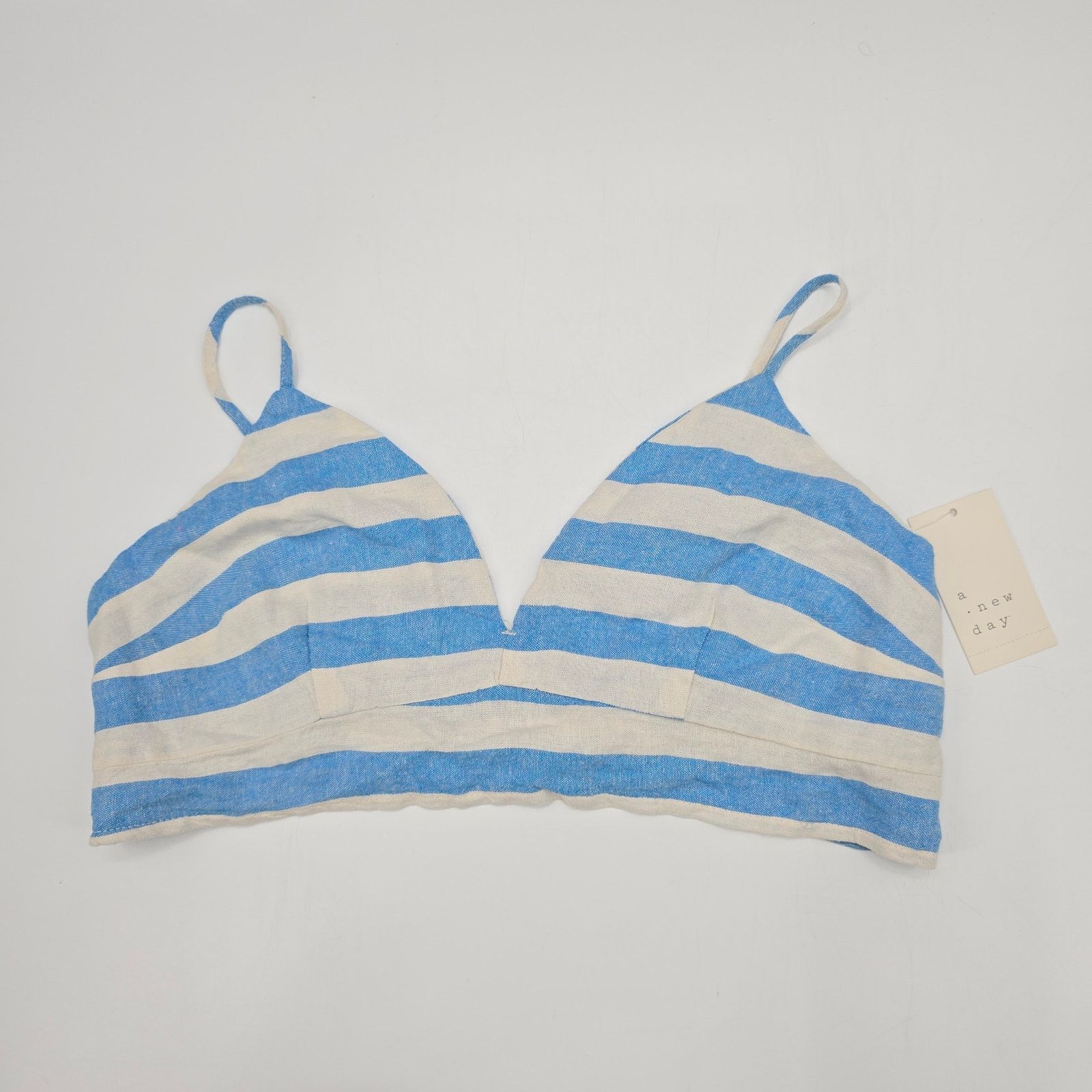 Other A New Day Blue & White Linen Bikini Top Crop Bra Tank Top L Size L / US 10 / IT 46 - 3 Thumbnail