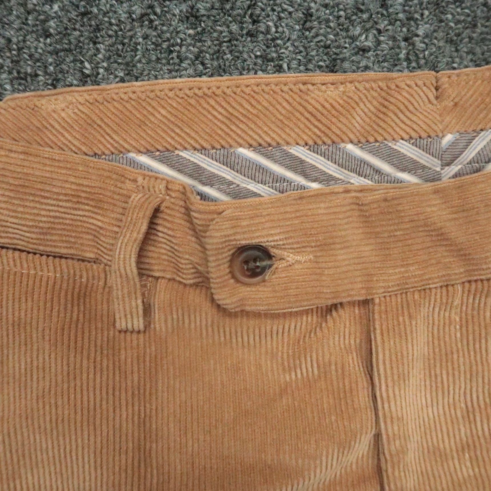 Peter Millar Pants Mens 36x33 Brown Corduroy Chino Flat Front Tailored Regular