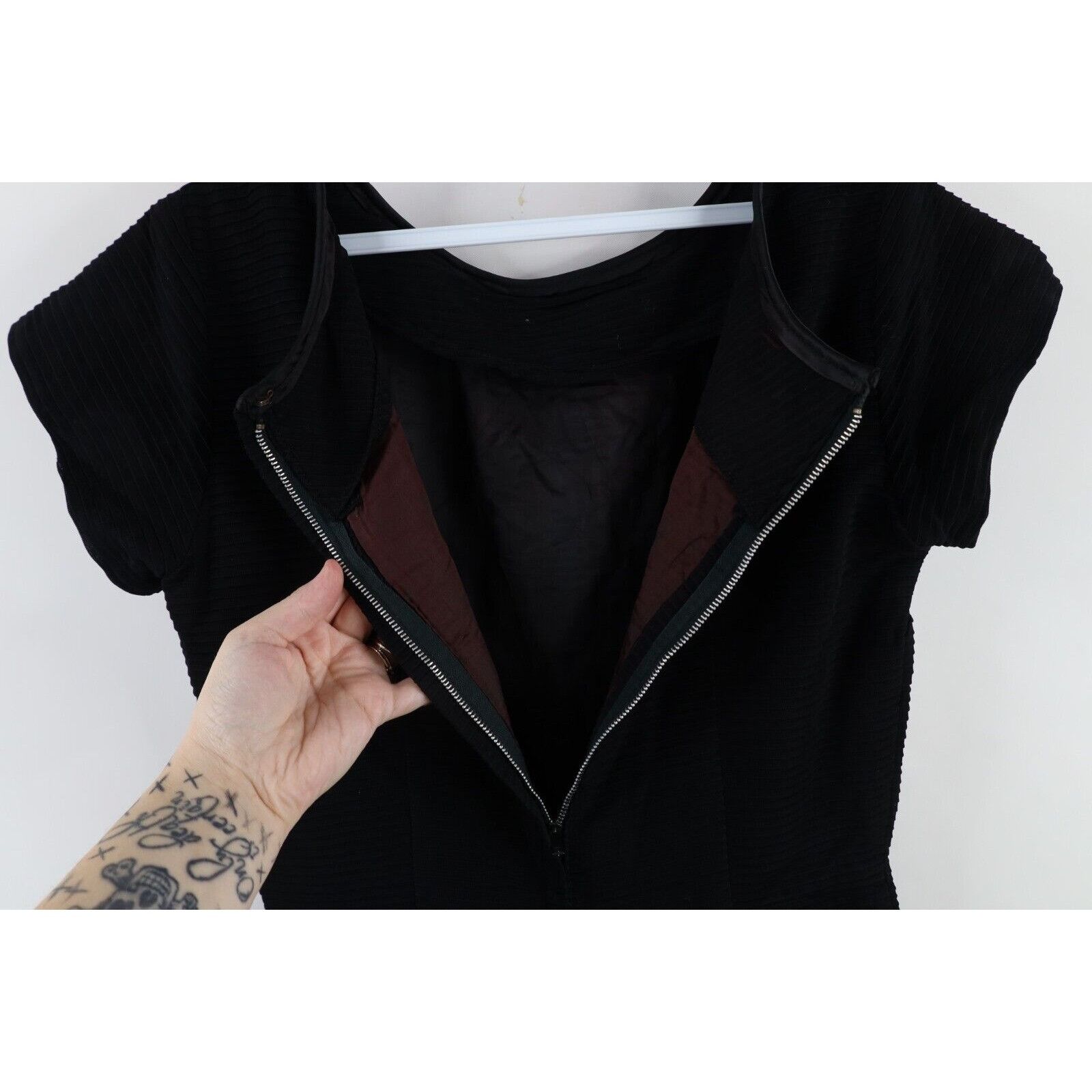 Vintage Vintage 50s 60s Rockabilly ]Distressed Satin Trim Dress Size M / US 6-8 / IT 42-44 - 8 Thumbnail