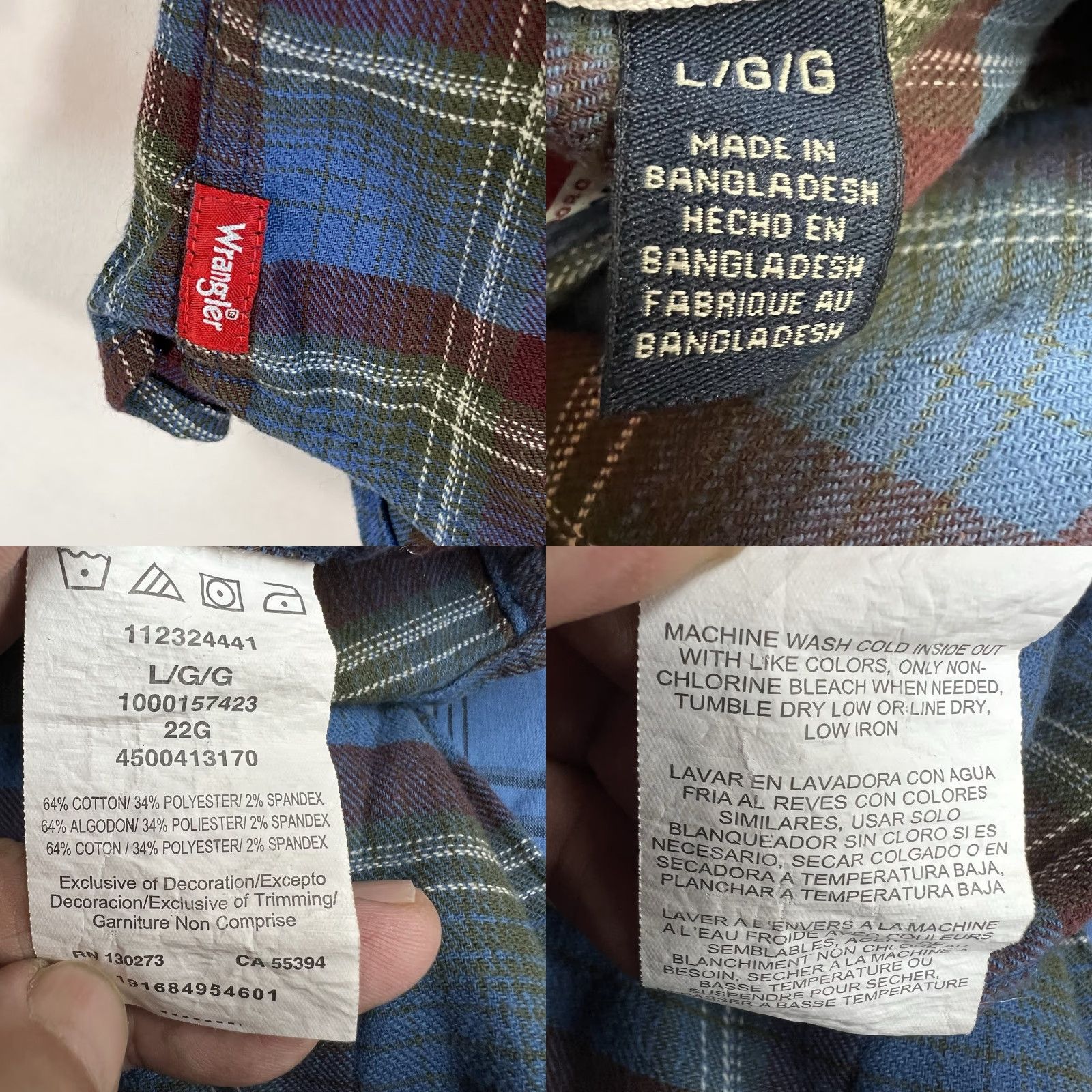 Wrangler VINTAGE Wrangler Men’s Button-Up Shirt Long Sleeve Plaid Flannel Western Casual Size L Blue Size US L / EU 52-54 / 3 - 8 Thumbnail