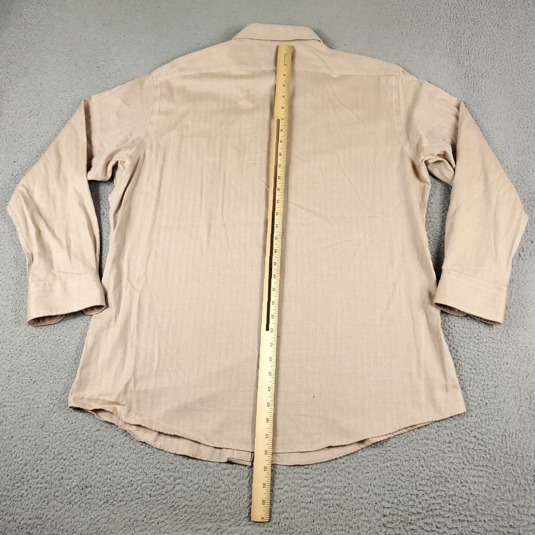 Ralph Lauren VINTAGE Ralph Lauren Dress Shirt Mens 17.5 Beige Long Sleeve Business Casual Formal Size 46R - 3 Thumbnail