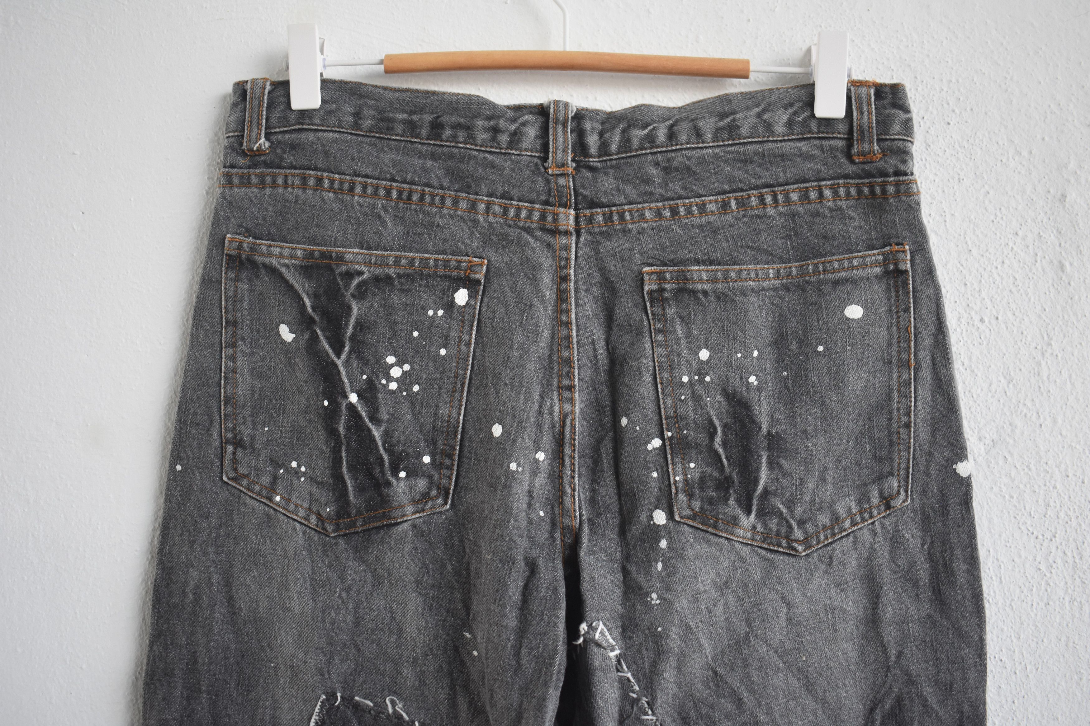 Japanese Brand Wide Leg Distress Paint Patchwork Jeans Pants W31 Size US 31 - 6 Thumbnail