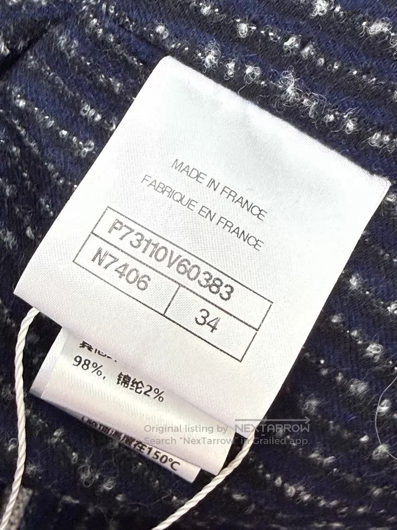 Chanel Chanel Dark blue silhouette tweed diamond buckle zipper lo Size XXS / US 00 / IT 34 - 6 Thumbnail