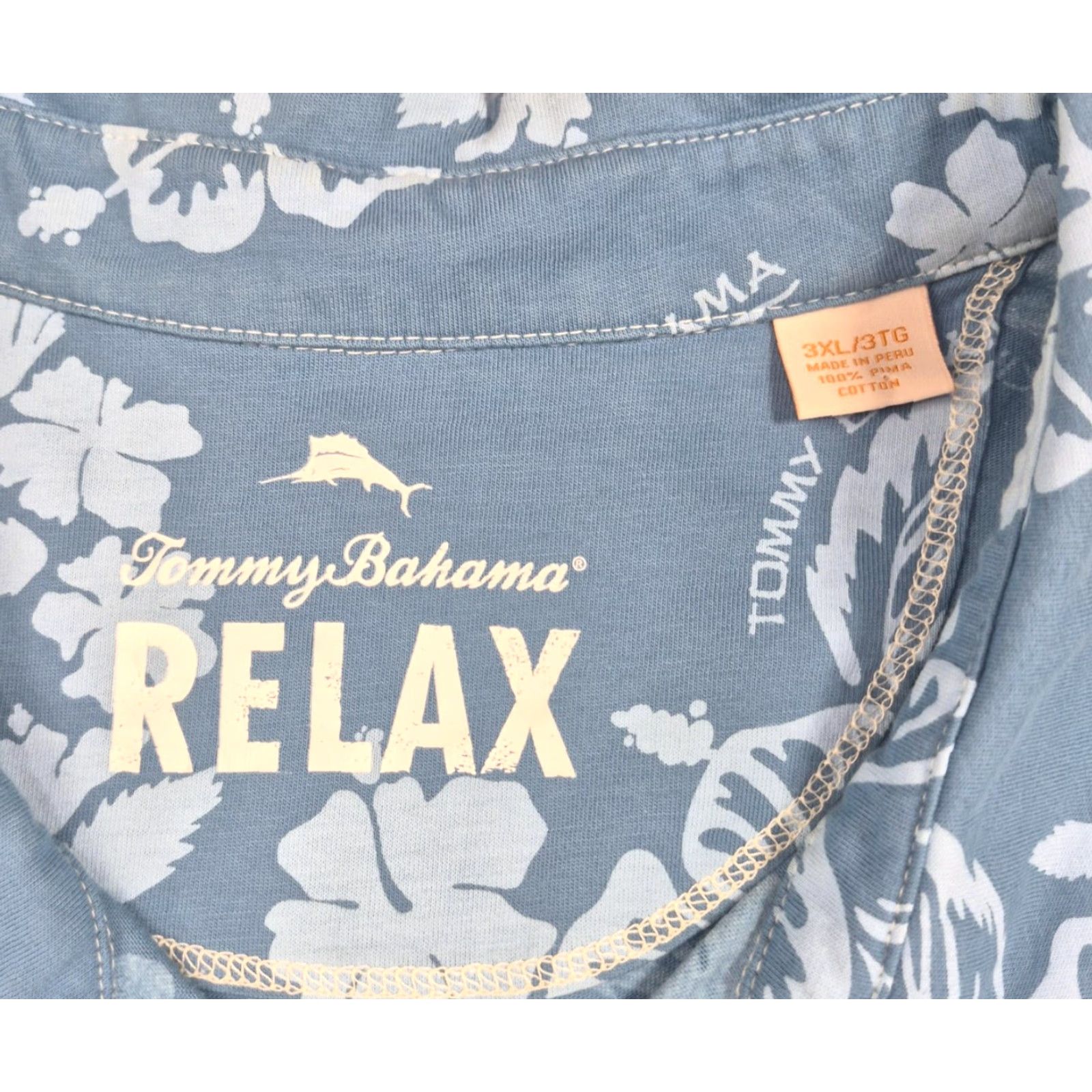 Tommy Bahama Tommy Bahama Relax Shirt Mens 3XL Blue Floral Aloha Waikiki Pima Cotton Polo Size US XXL / EU 58 / 5 - 4 Thumbnail