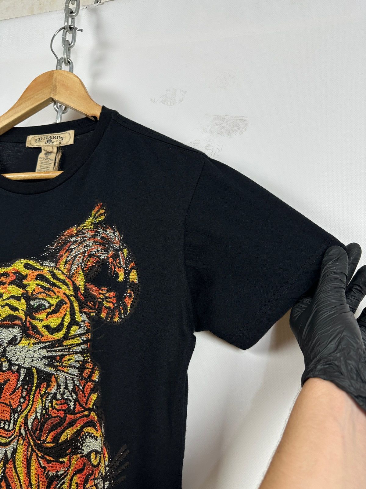 Ed Hardy NWT! Vintage Ed Hardy Rhinestones Tiger Black T-Shirt Size US M / EU 48-50 / 2 - 9 Thumbnail