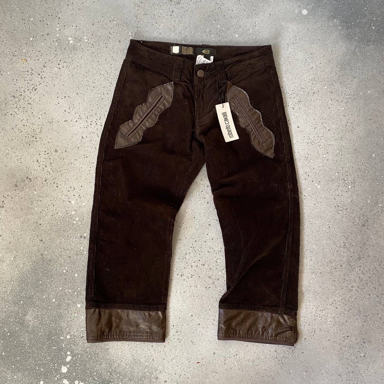 Just Cavalli Just Cavalli Vintage Leather/Corduroy Cropped Pants Y2K Size 26" / US 2 / IT 38 - 2 Thumbnail