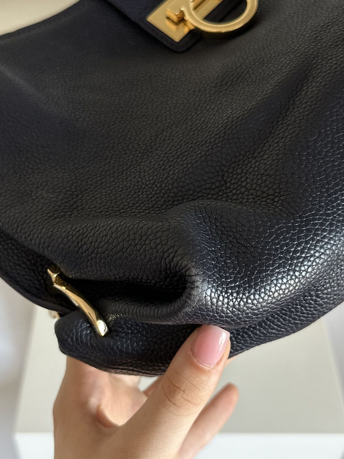 Salvatore Ferragamo Salvatore Ferragamo Blue Pebbled Leather Gancini Hobo Bag Size ONE SIZE - 14 Thumbnail