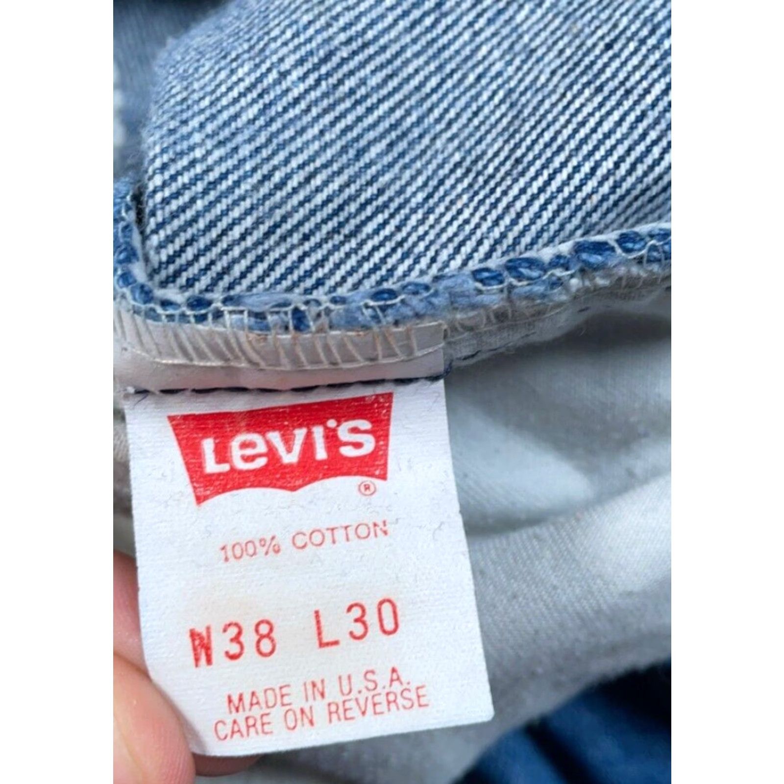 Levi's VINTAGE Levi's 505 Jeans - Regular Straight Leg Denim for Men - 37W x 28L, Blue, 1980s Grunge Classic, Mid Rise, Zip Fly, 5-Pocket, Cotton Size US 38 / EU 54 - 3 Thumbnail