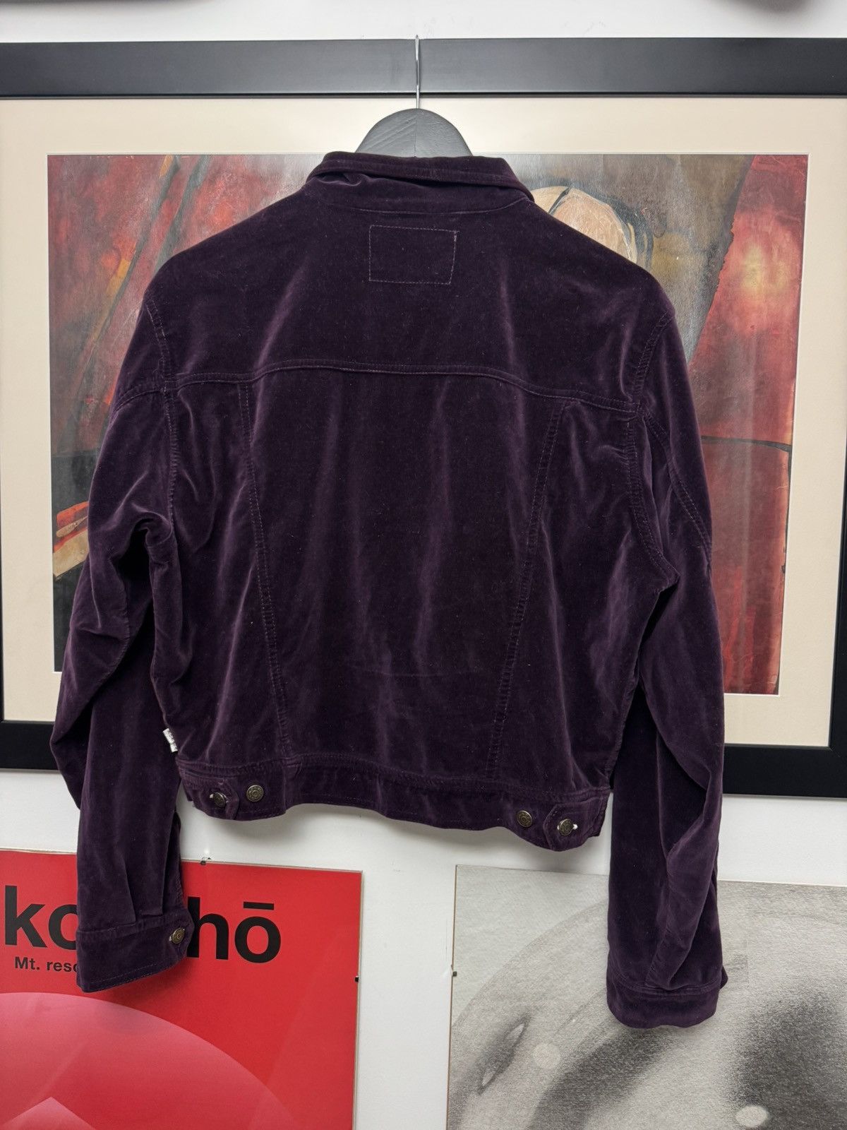 Vintage Vintage 90s Purple Velvet Velour Trucker Jacket Archive Rare Size US XS / EU 42 / 0 - 3 Thumbnail