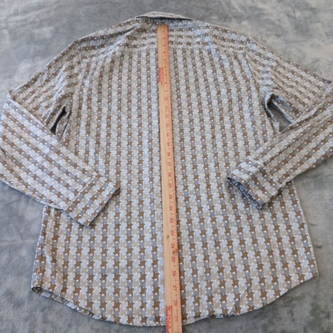 Perry Ellis Perry Ellis Shirt Mens M Gray Geometric Long Sleeve Button Up Cotton Regular Size US M / EU 48-50 / 2 - 6 Thumbnail